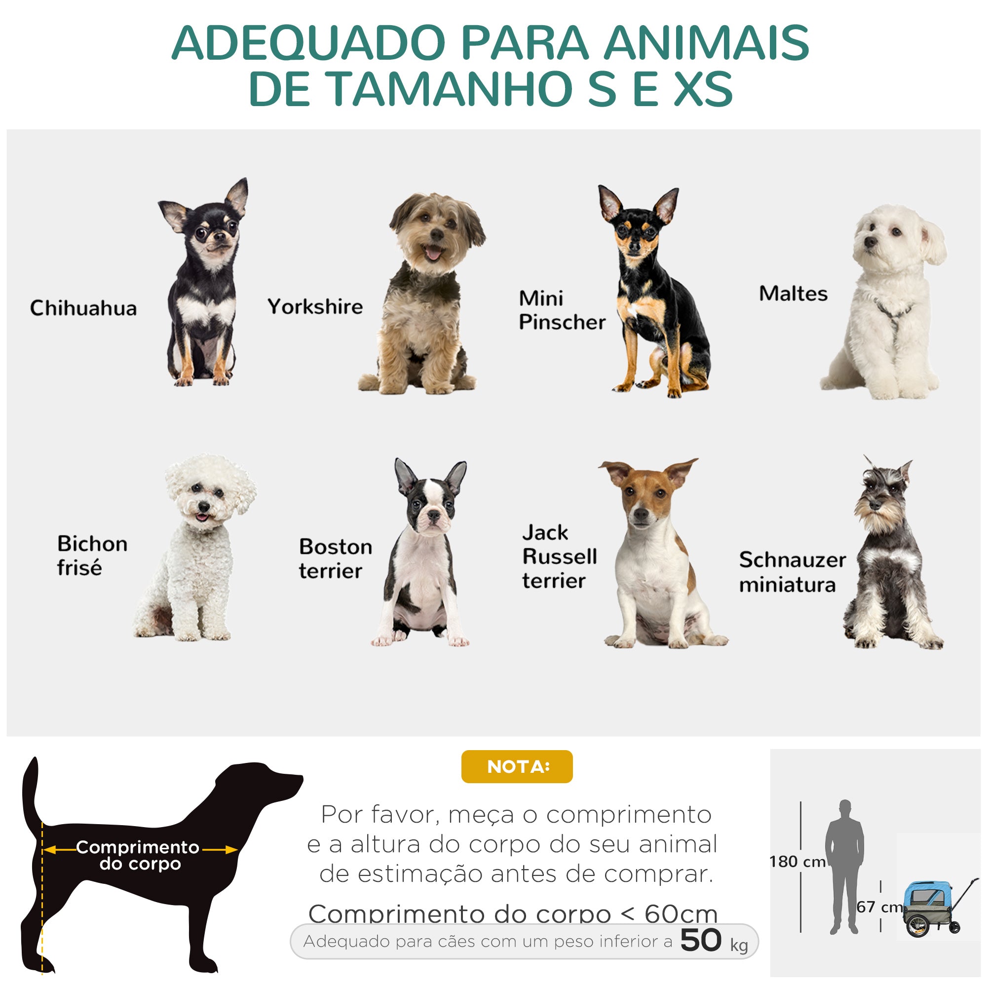 Reboque de Bicicleta 2 em 1 para Cães - Azul 129x55.5x92 cm