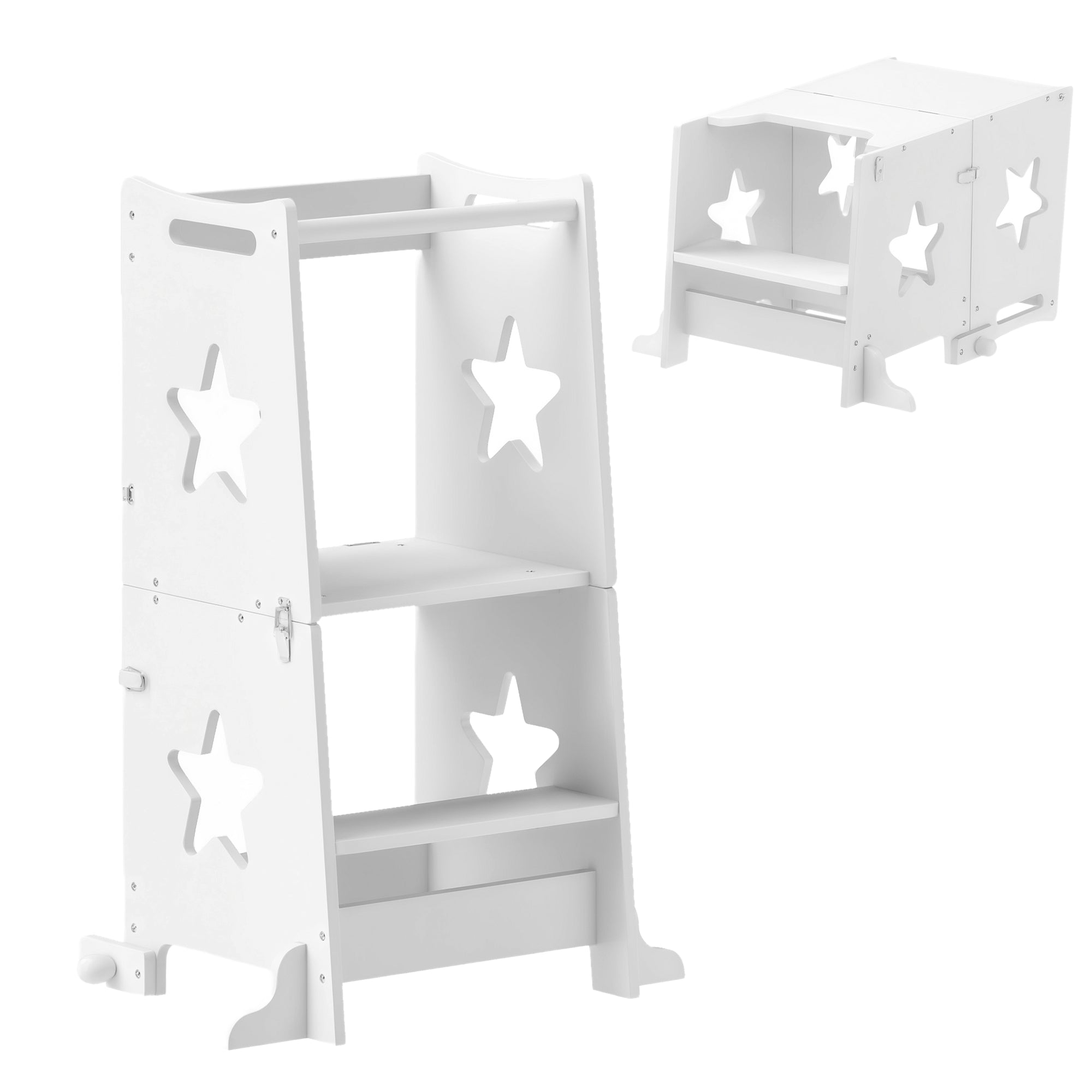 Torre de Aprendizagem 2 em 1 60x44,5x86 cm Branco - Seguro e Versátil