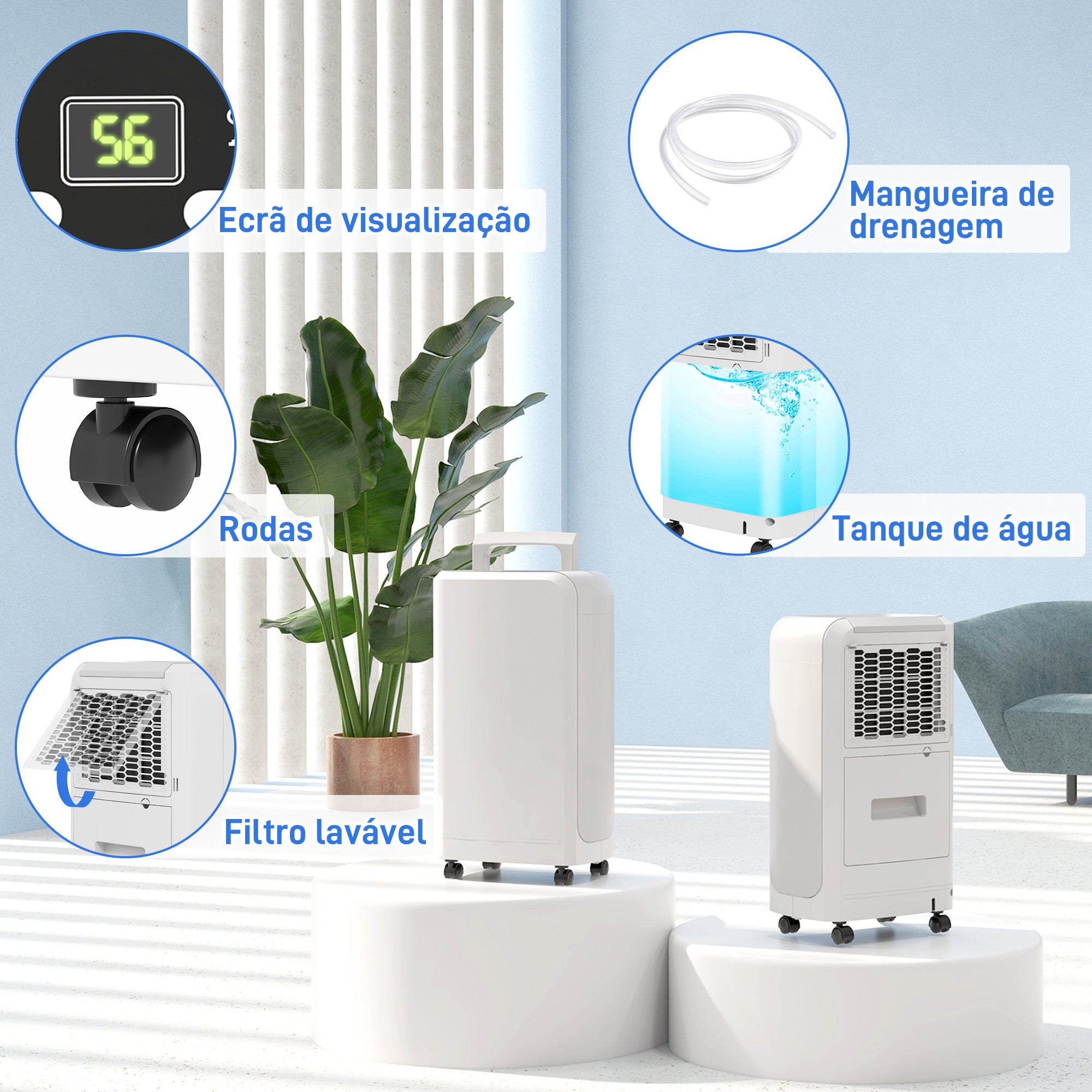 Desumidificador Elétrico – 28x18x50,6 cm – Branco – ABS