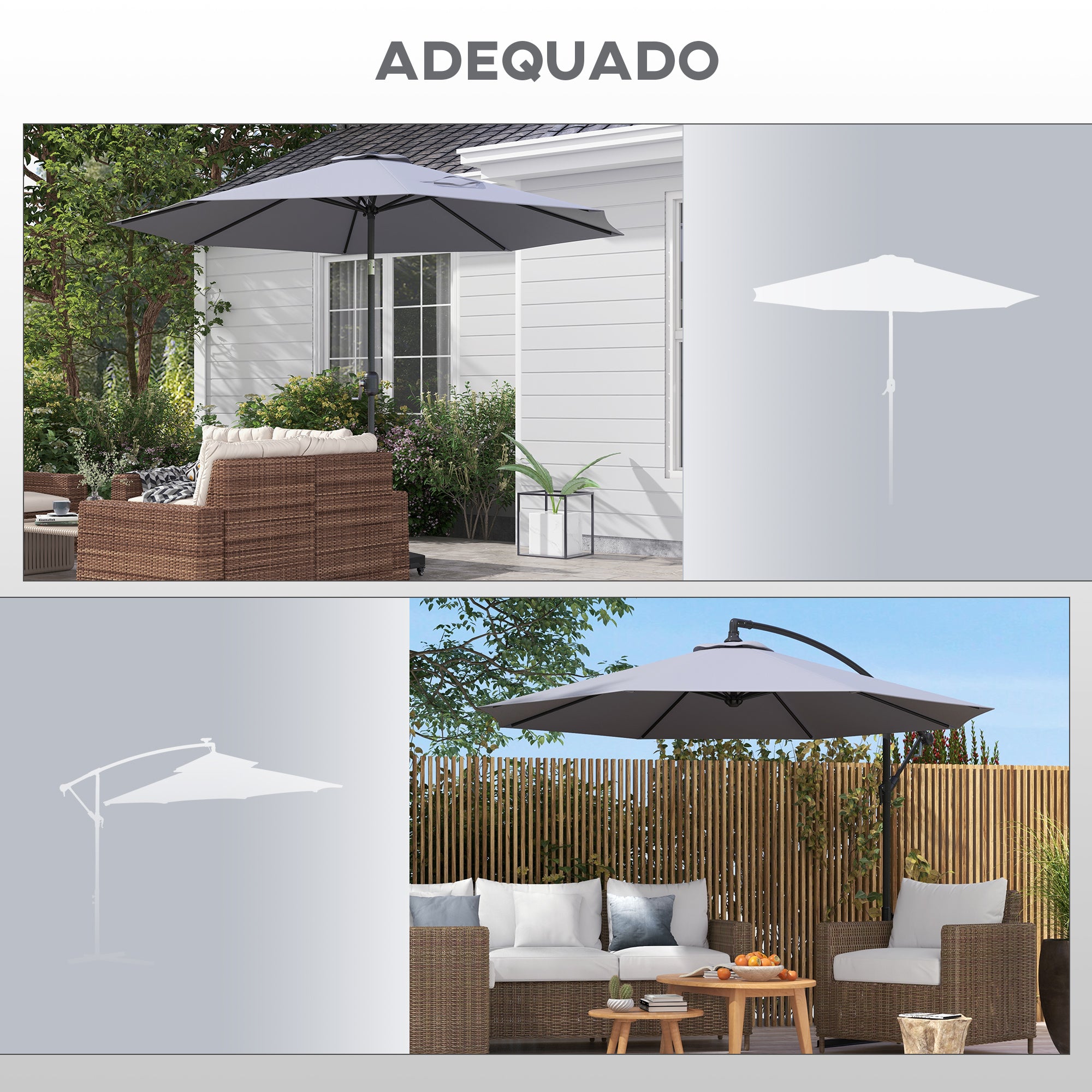Toldo de Substituição para Chapéu de Sol Ø295cm Cinza