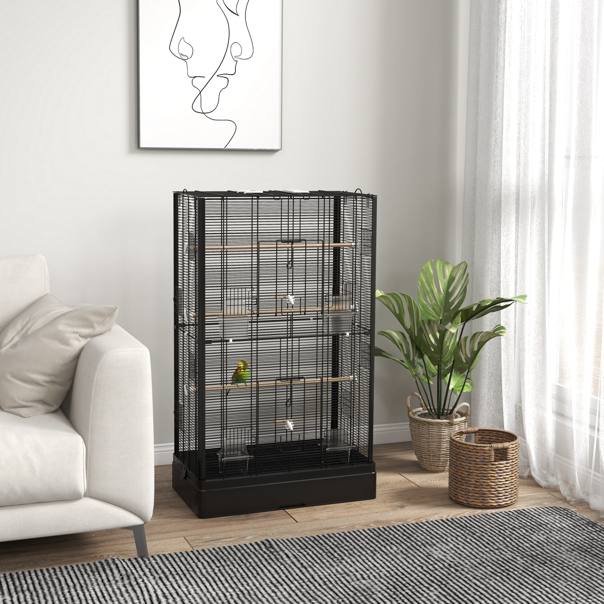 Gaiola para Aves 61x36,5x98 cm - Preto
