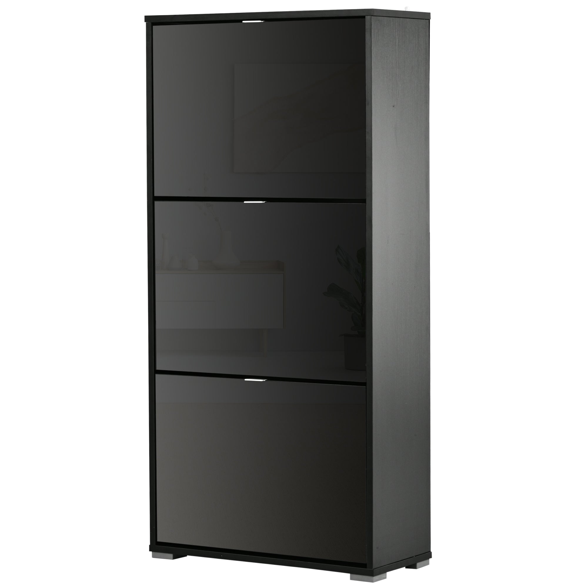 Sapateira Vertical Moderna Preto 60x26x124cm