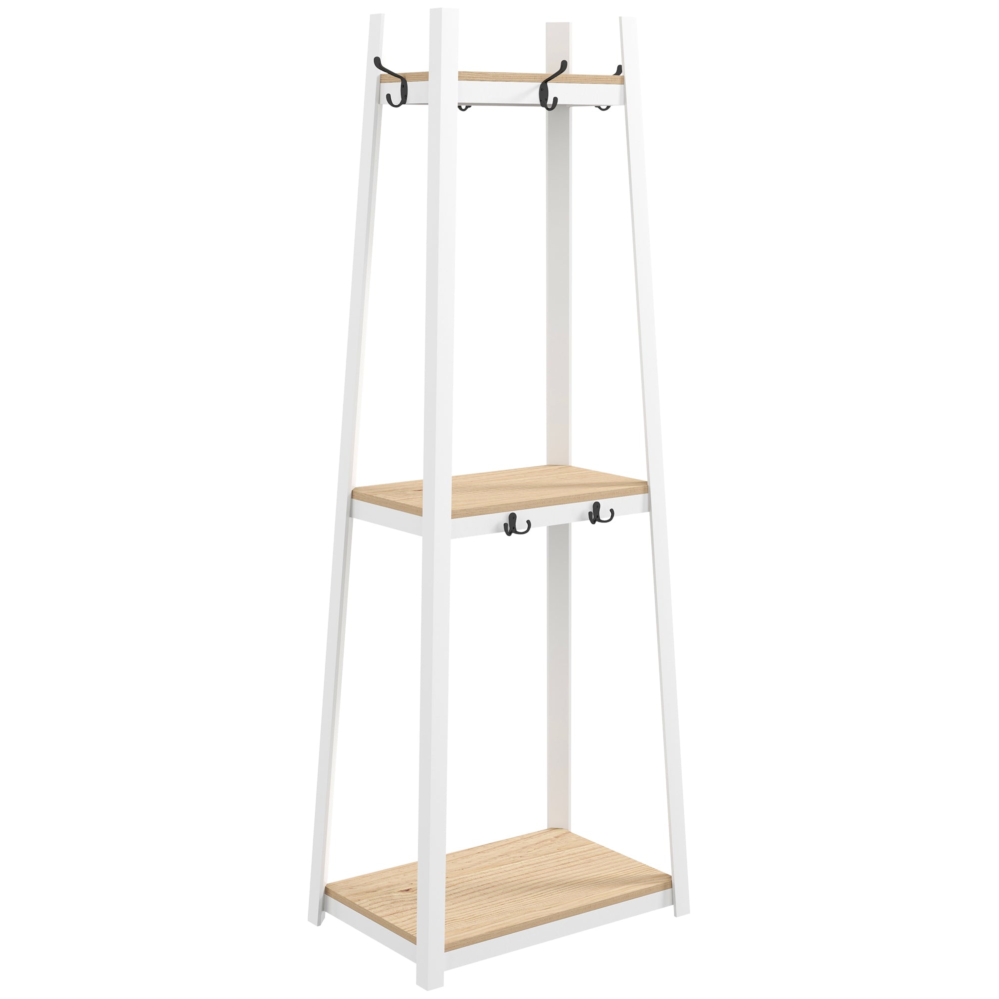 Suporte para Cabides 3 Níveis Cor Natural 61x41x165 cm