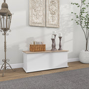 Baú de Armazenamento de Madeira 100x40x40 cm - Branco e Madeira