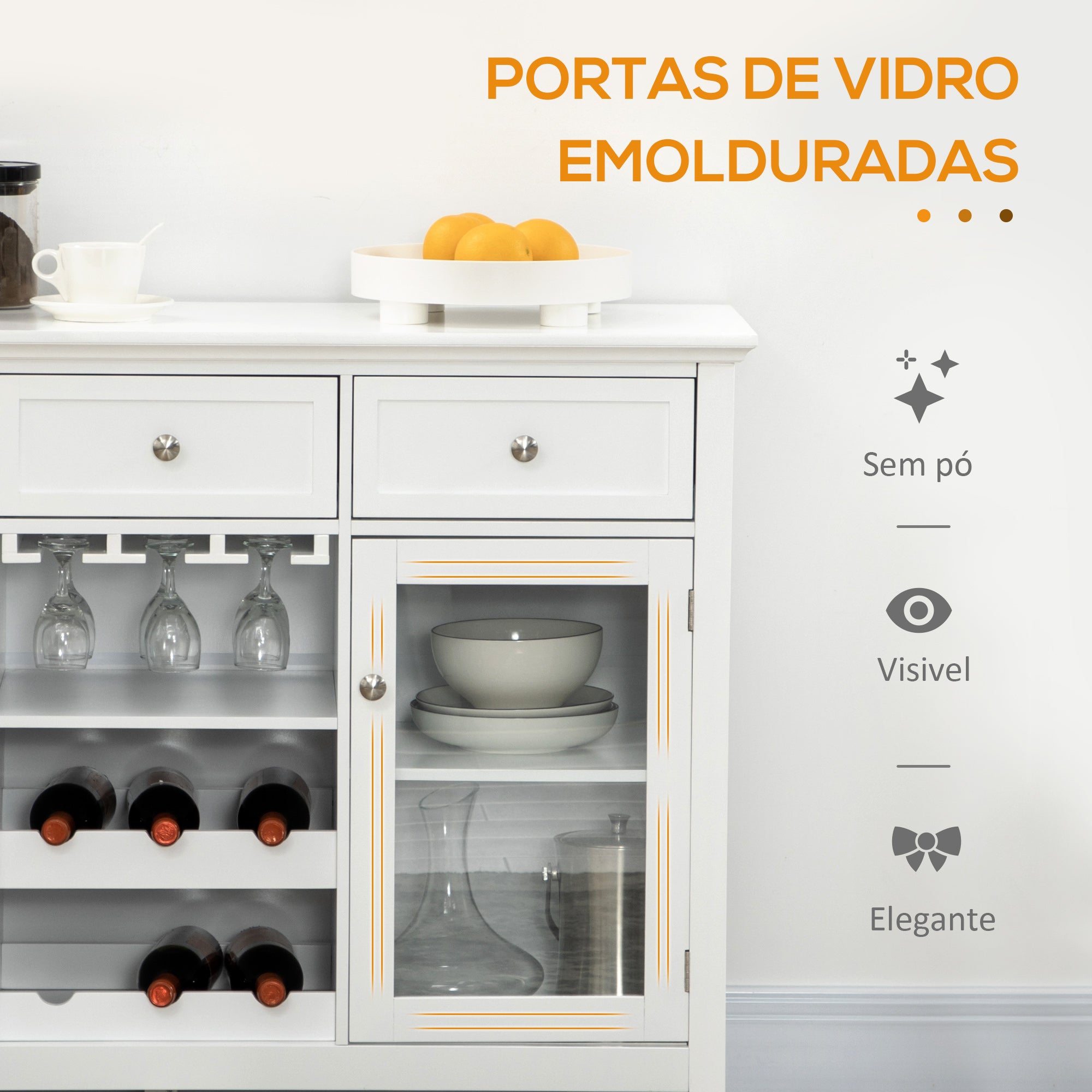 Aparador de Cozinha 120x40x87cm Branco