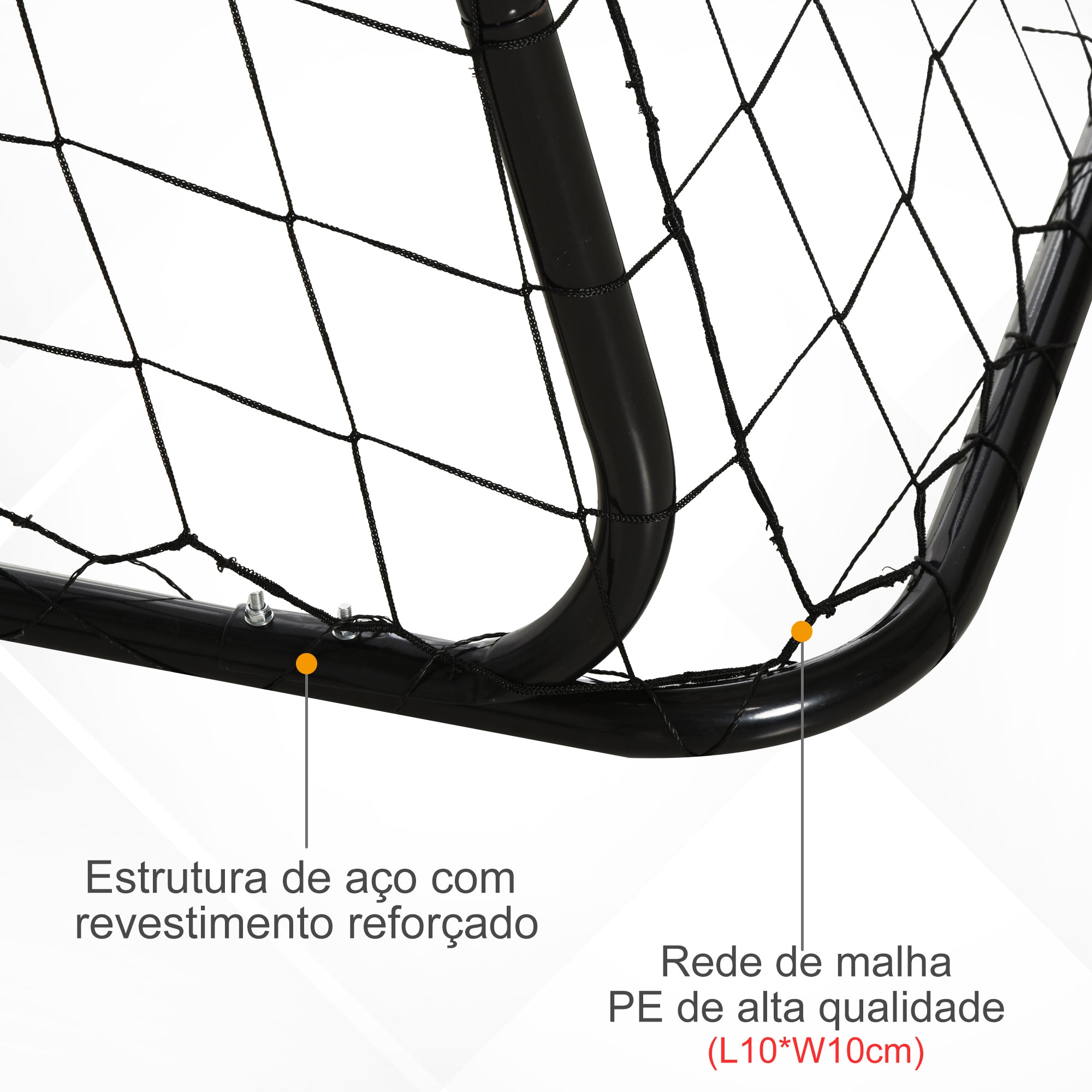 Baliza de Futebol Infantil – 240x88x174 cm – Branco e Preto – Estrutura metálica