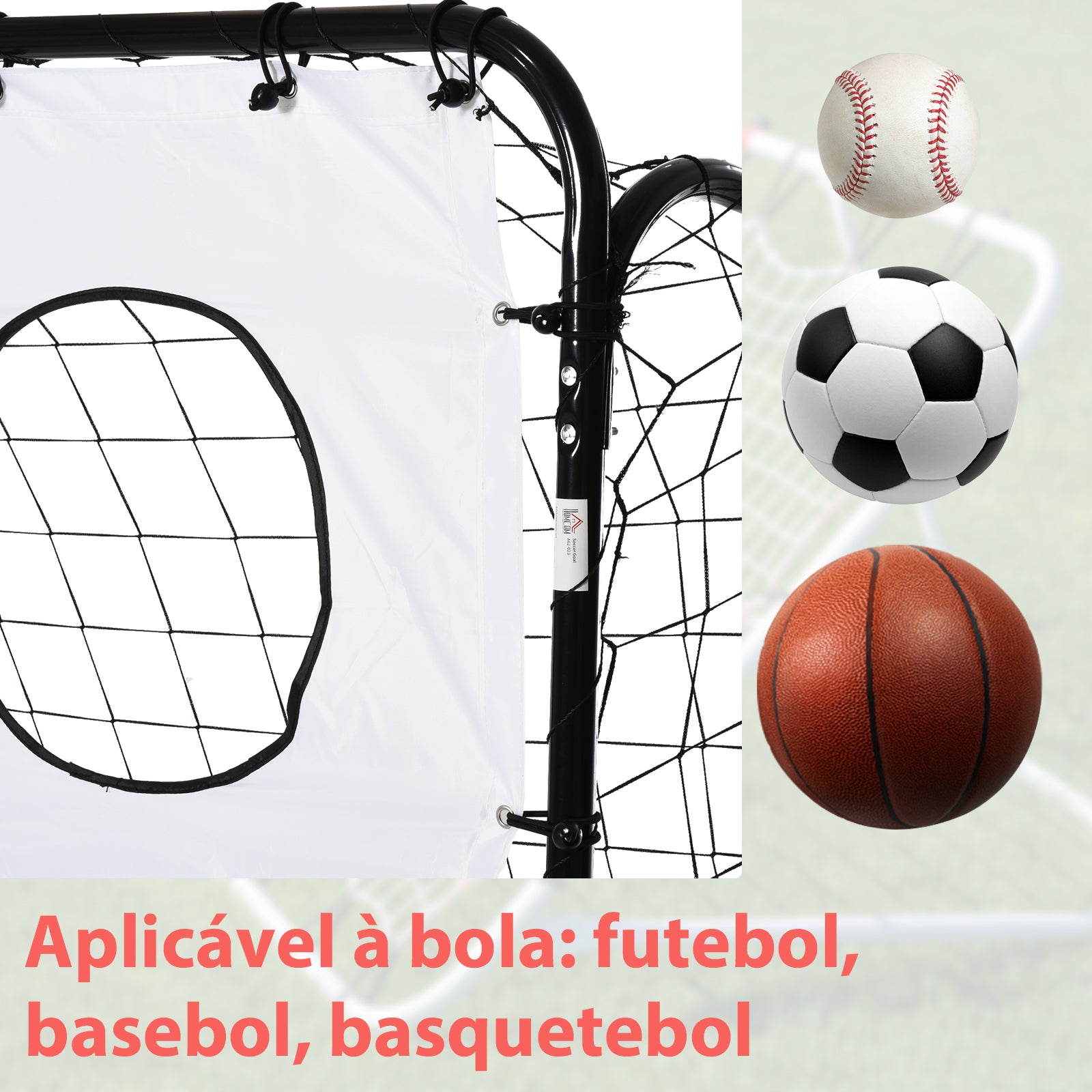 Baliza de Futebol Infantil – 240x88x174 cm – Branco e Preto – Estrutura metálica