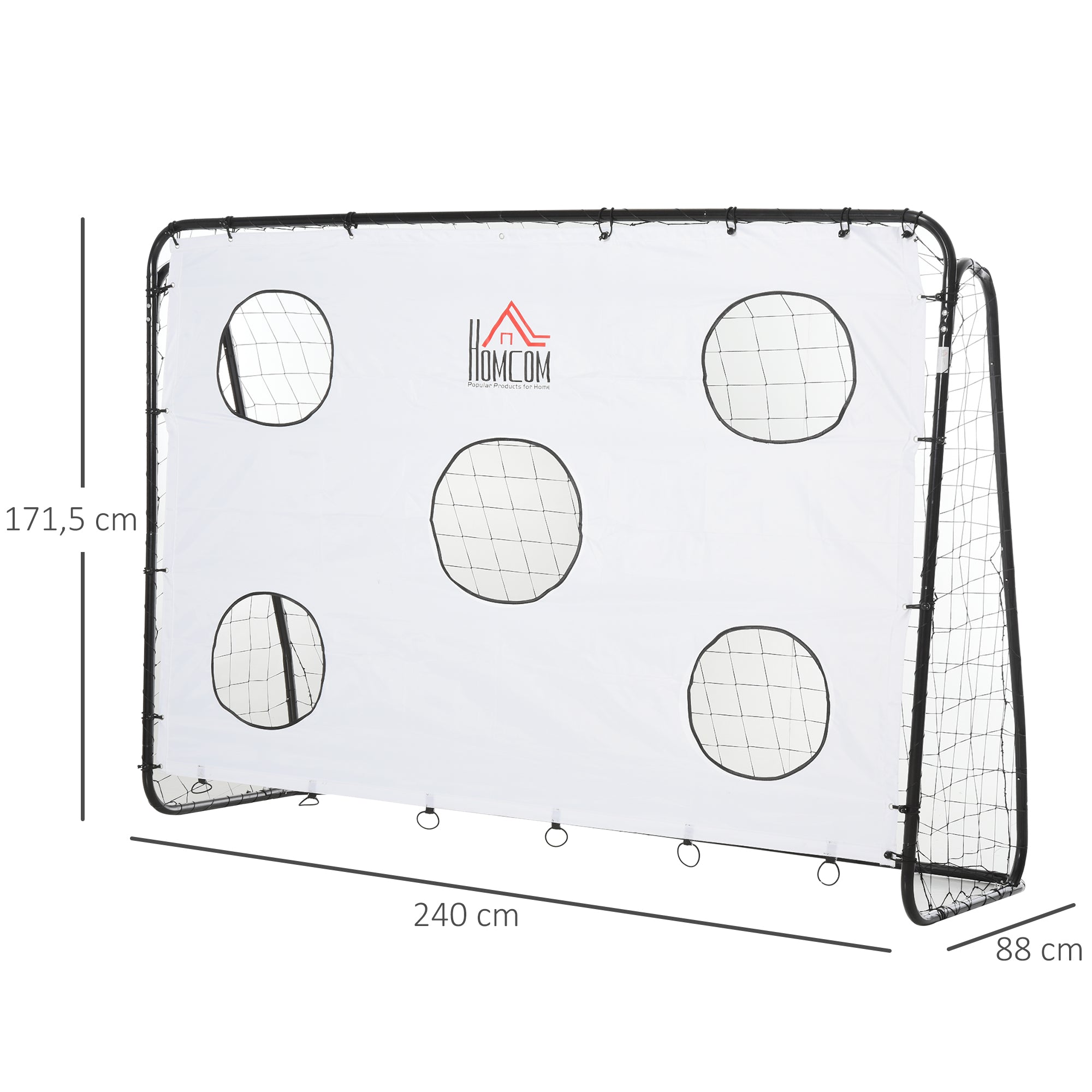Baliza de Futebol Infantil – 240x88x174 cm – Branco e Preto – Estrutura metálica