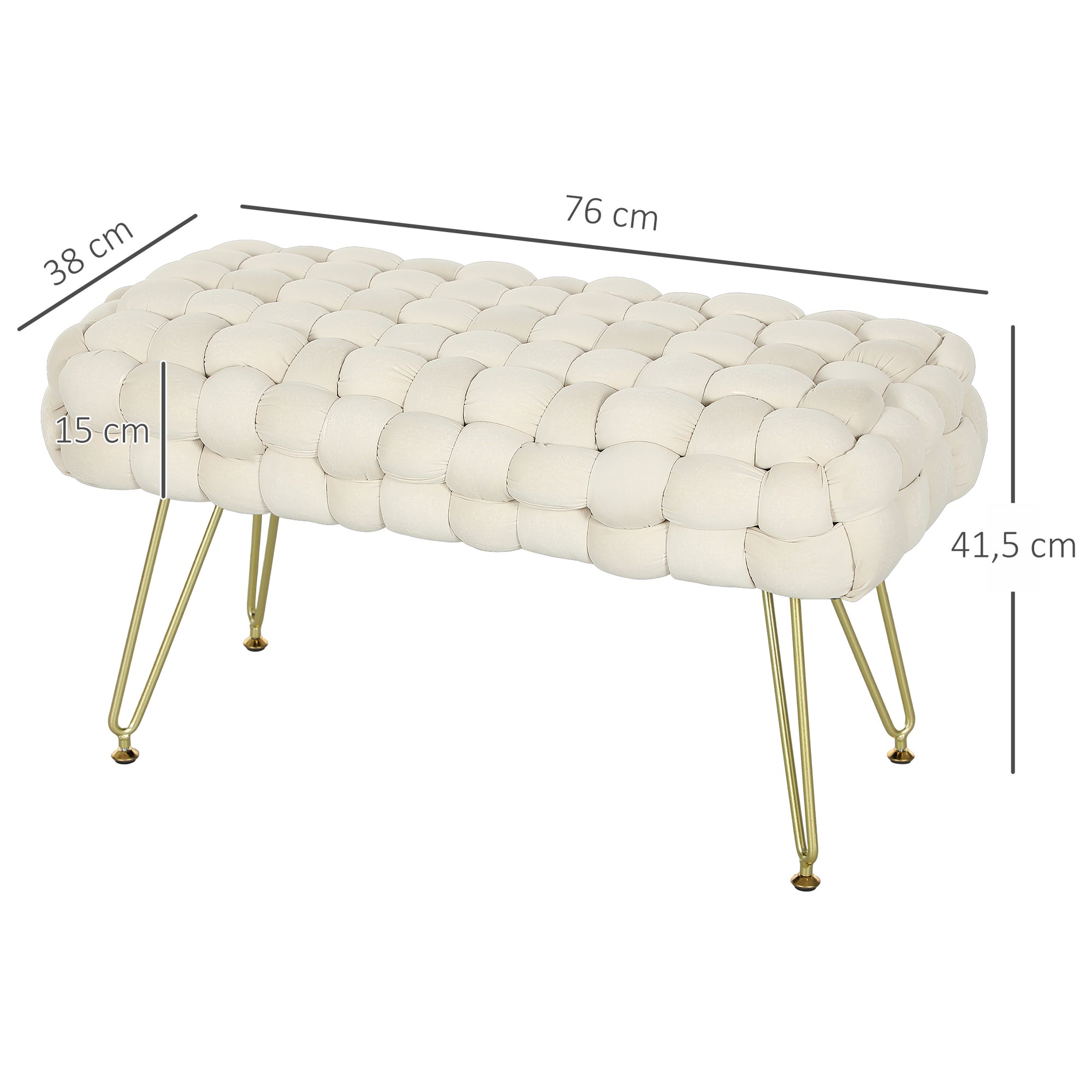 Apoio para os Pés em Veludo Creme 76x38x41,5 cm