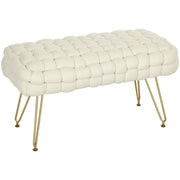 Apoio para os Pés em Veludo Creme 76x38x41,5 cm