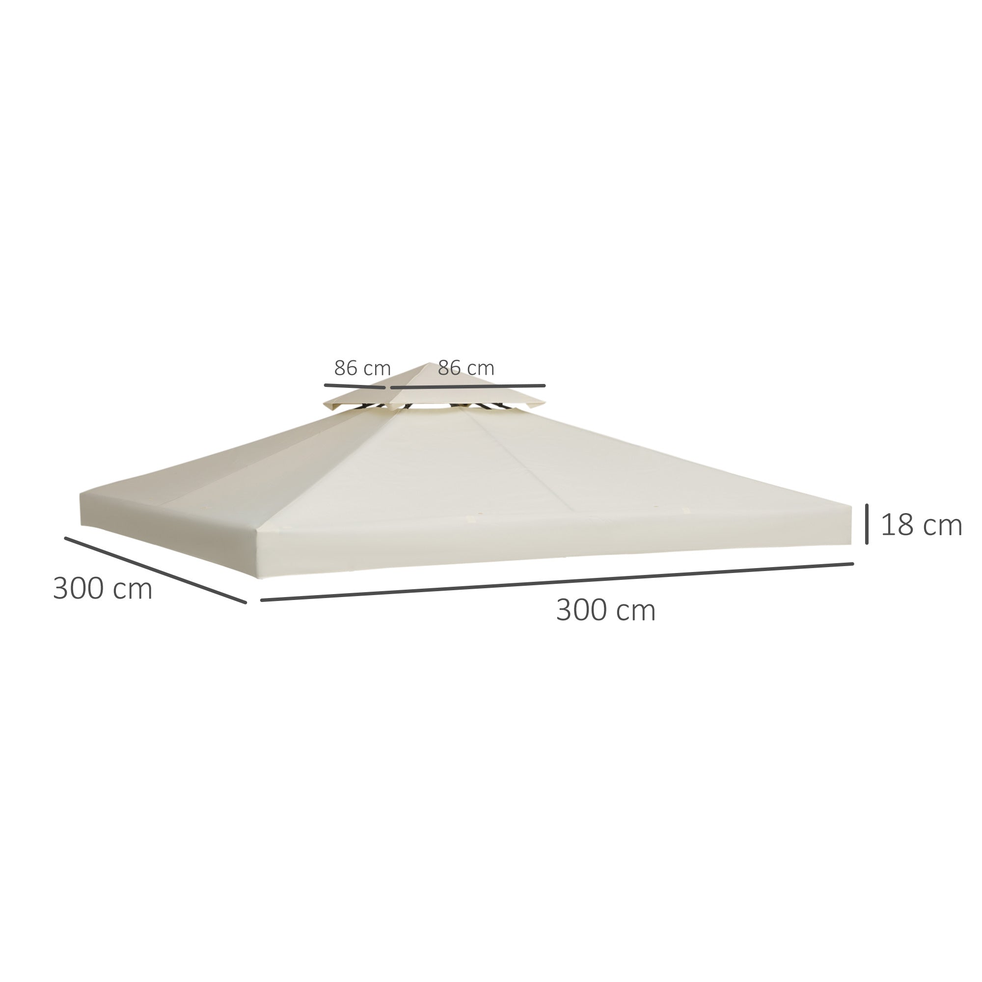 Toldo de Substituição 300x300 cm Cor Creme Branco para Pérgolas de Jardim