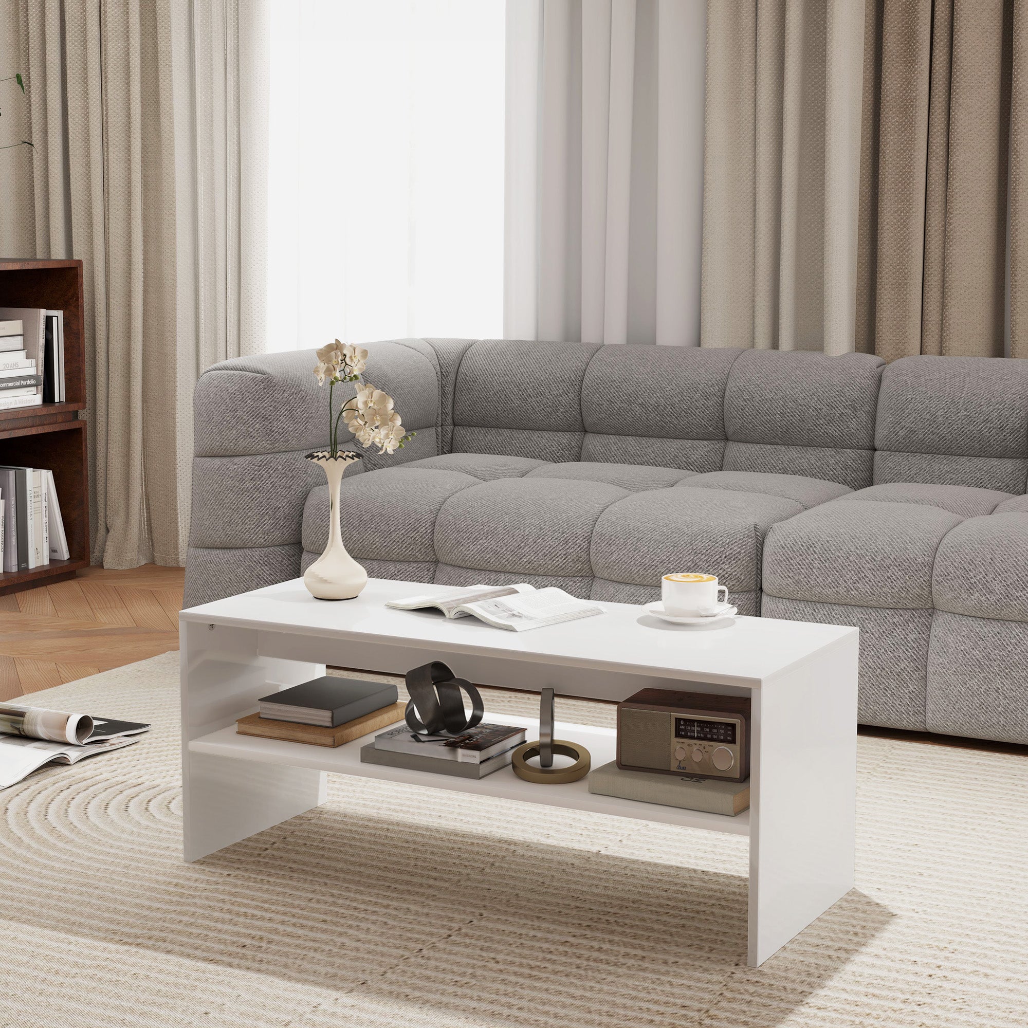 Mesa de Centro Branca de Alto Brilho 100x40x41,5 cm