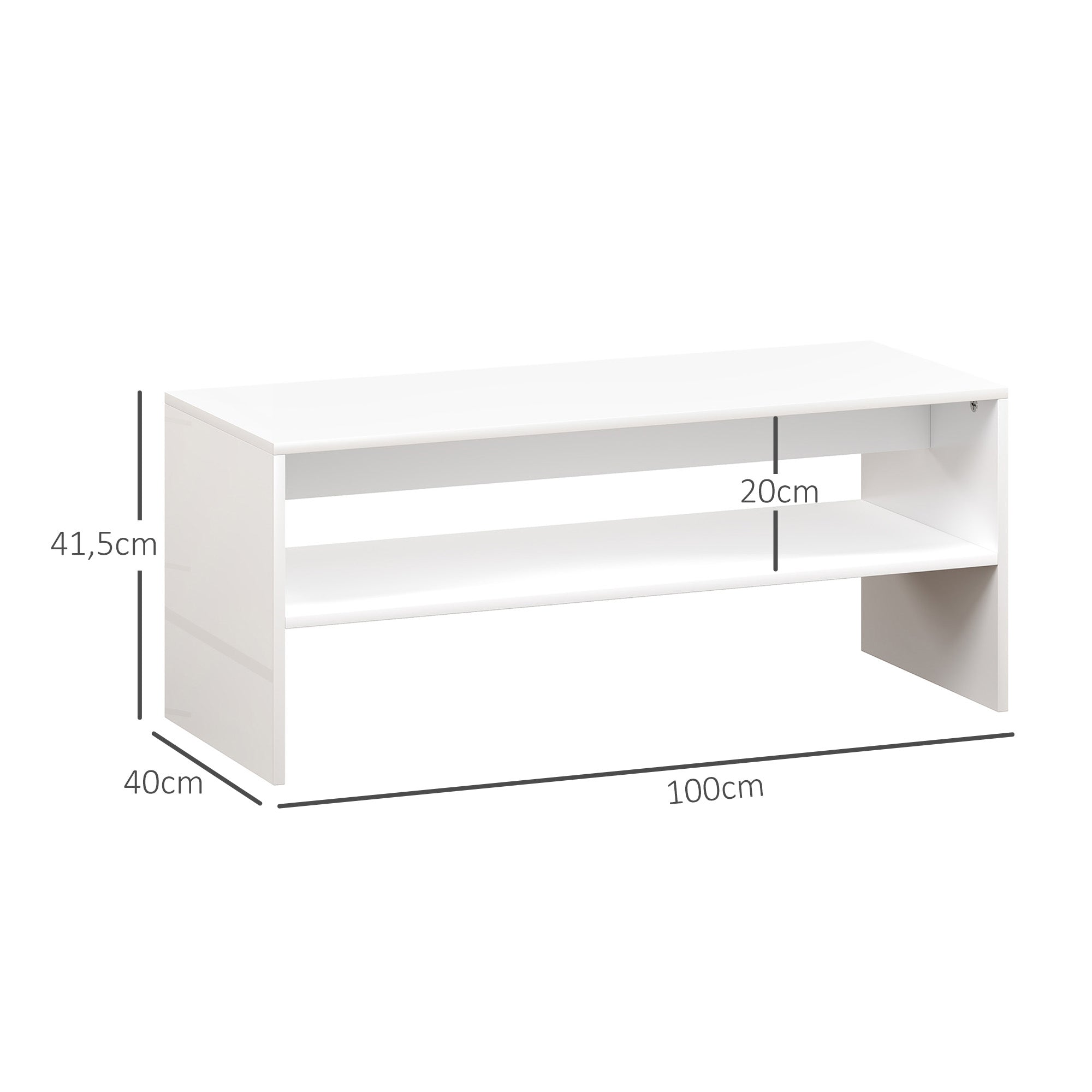 Mesa de Centro Branca de Alto Brilho 100x40x41,5 cm