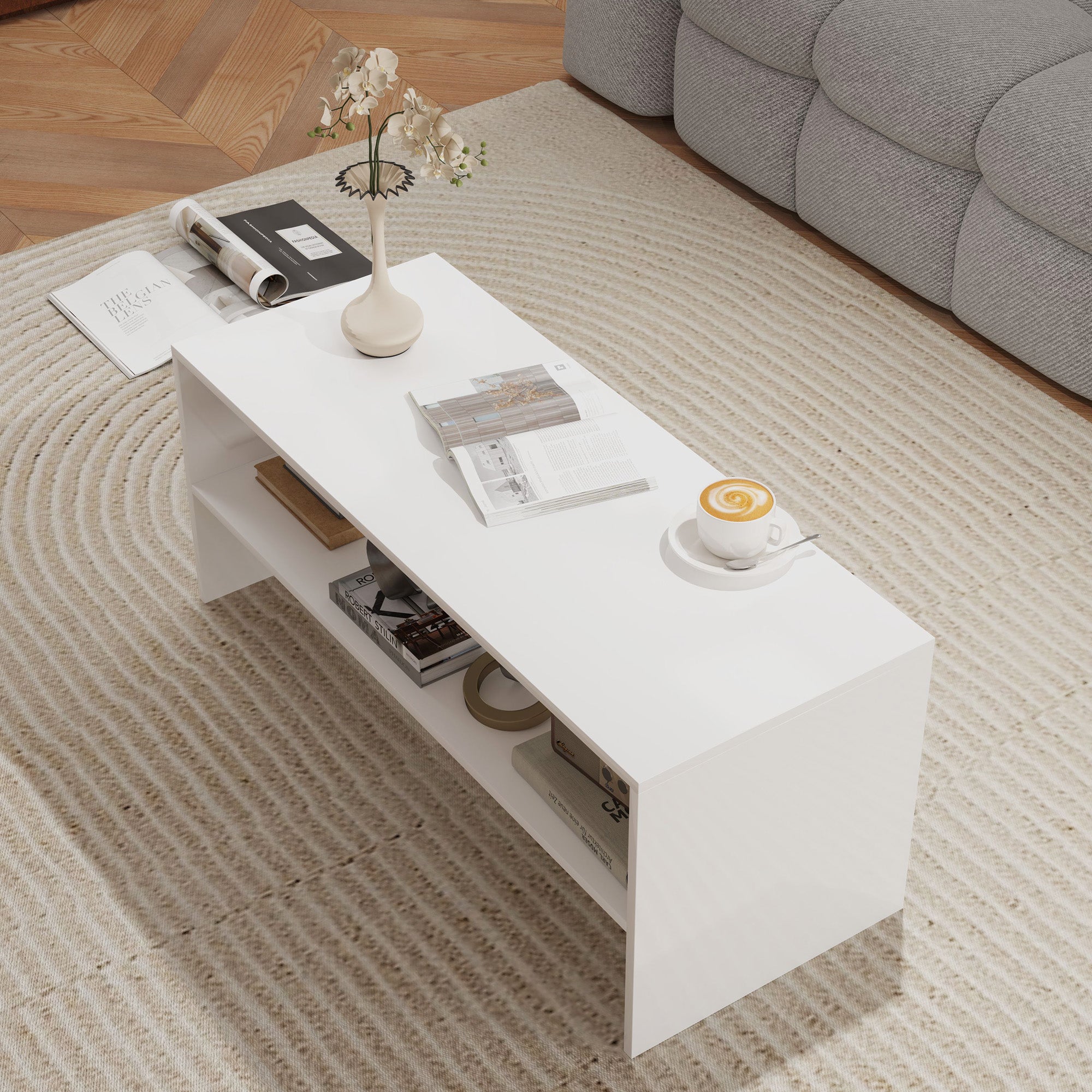 Mesa de Centro Branca de Alto Brilho 100x40x41,5 cm