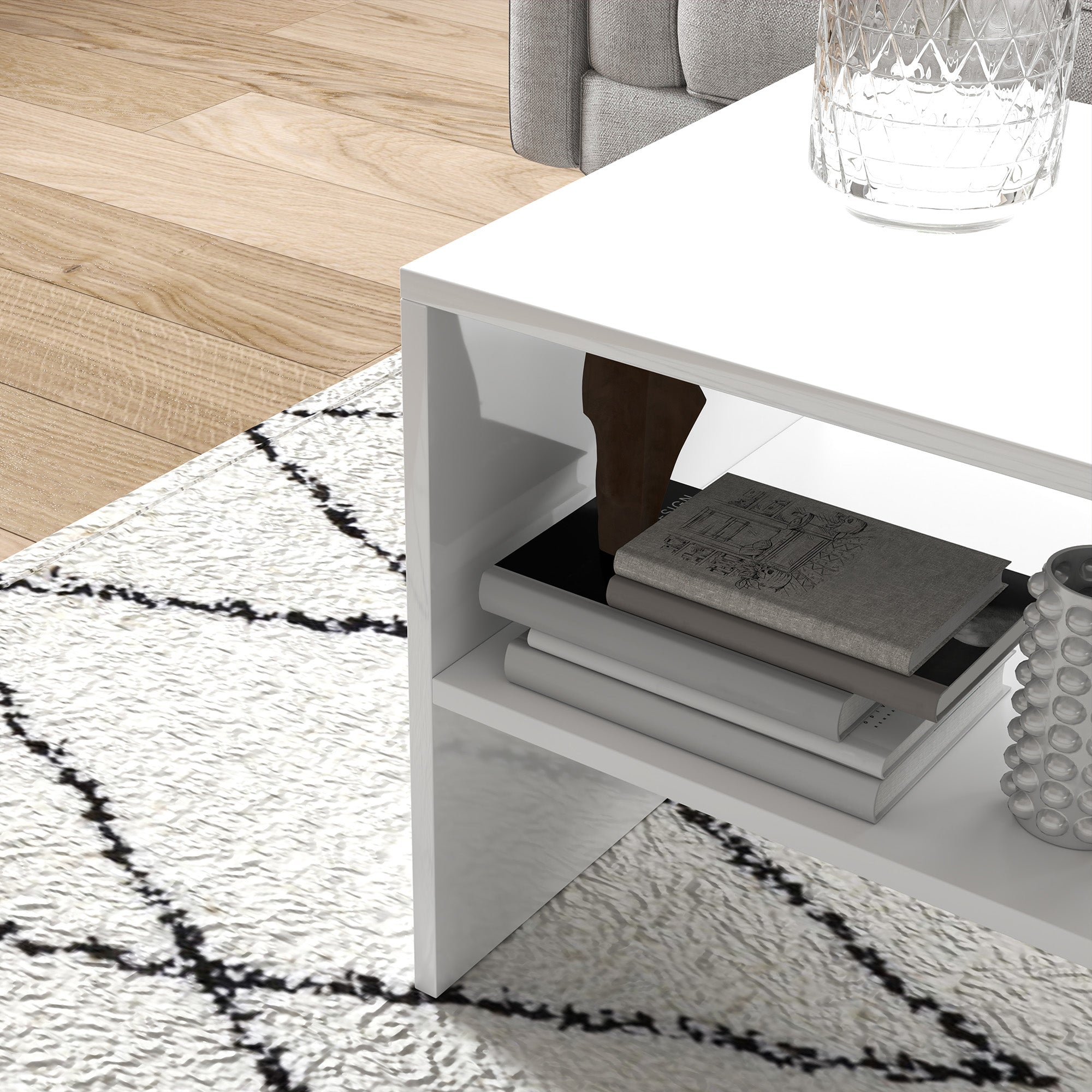 Mesa de Centro Branca de Alto Brilho 100x40x41,5 cm