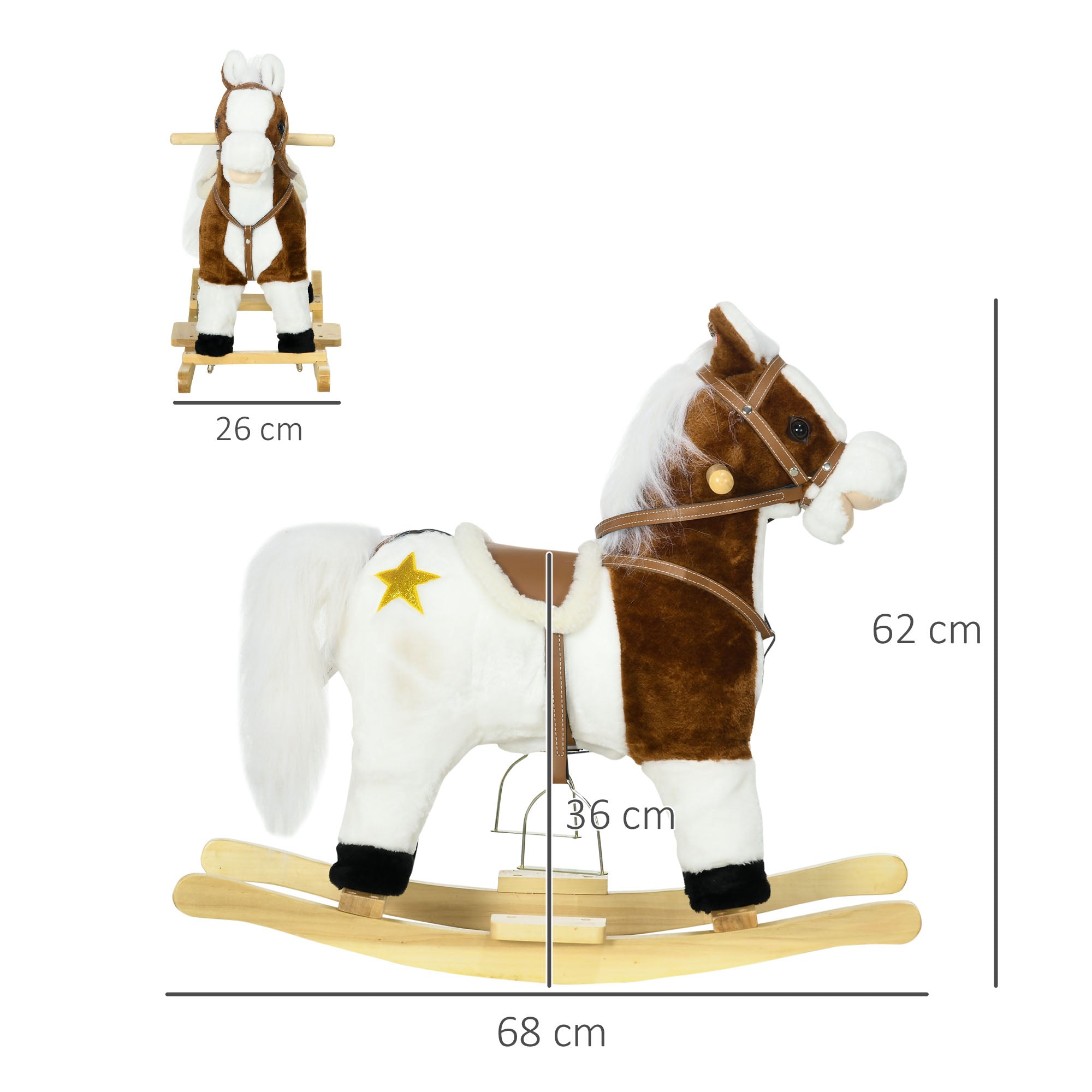 Cavalo Baloiço Infantil Marrom e Branco 68x26x62 cm