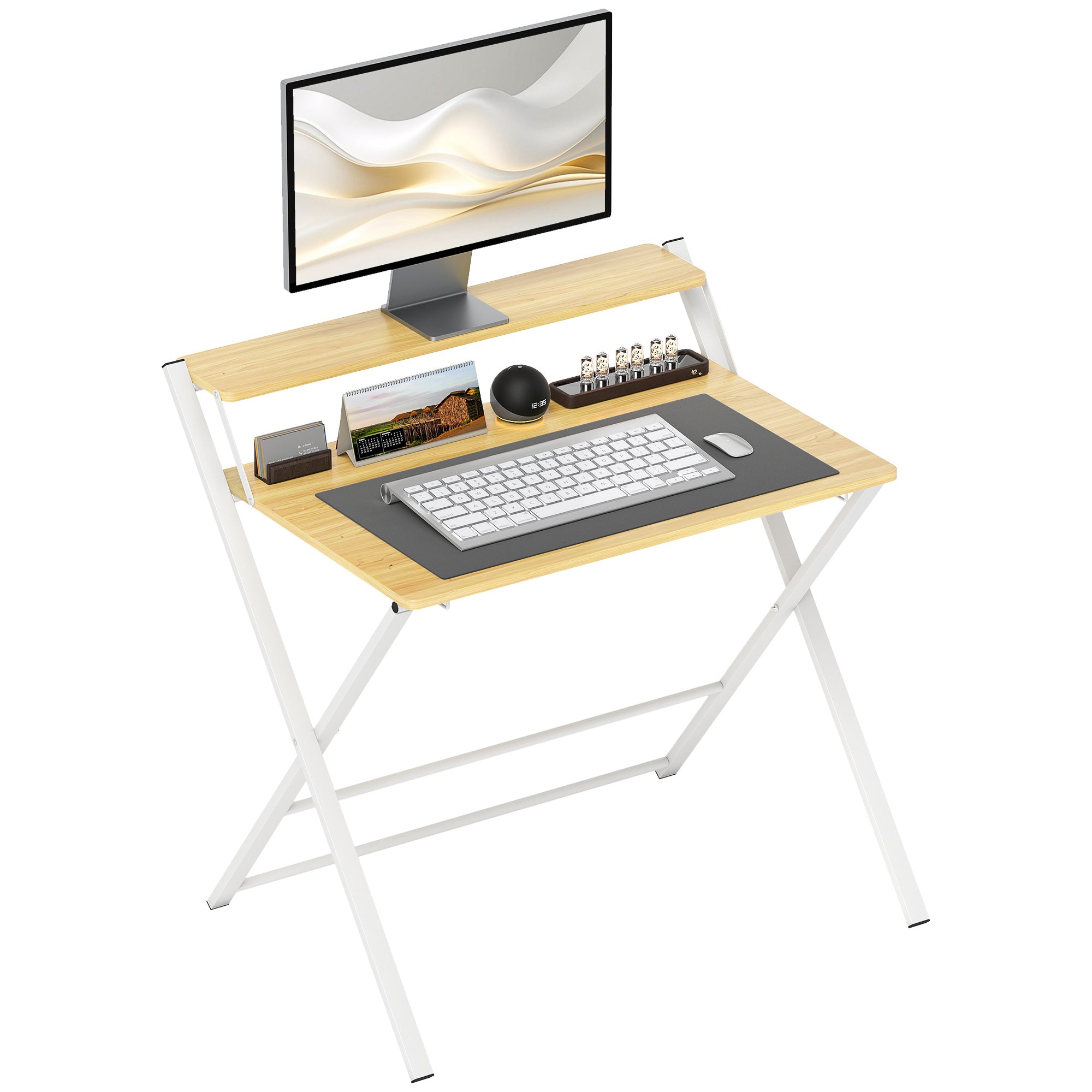 Secretária Dobrável 86x66x82 cm - Madeira de Ácer e Branco