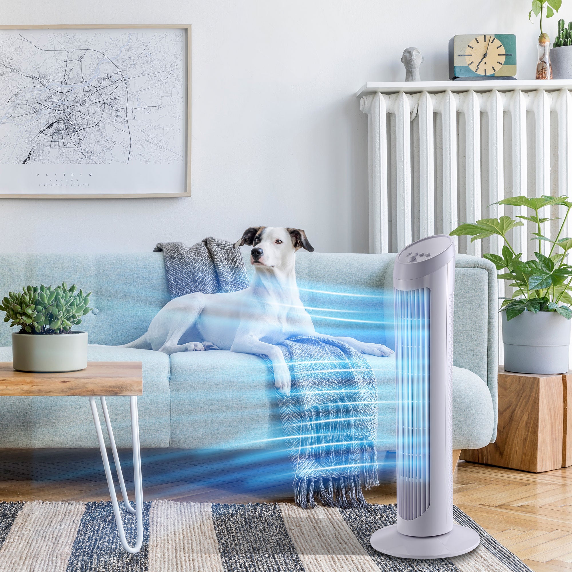 Ventilador de Torre 27x75cm Branco - Movimento Oscilante 70º e 3 Velocidades