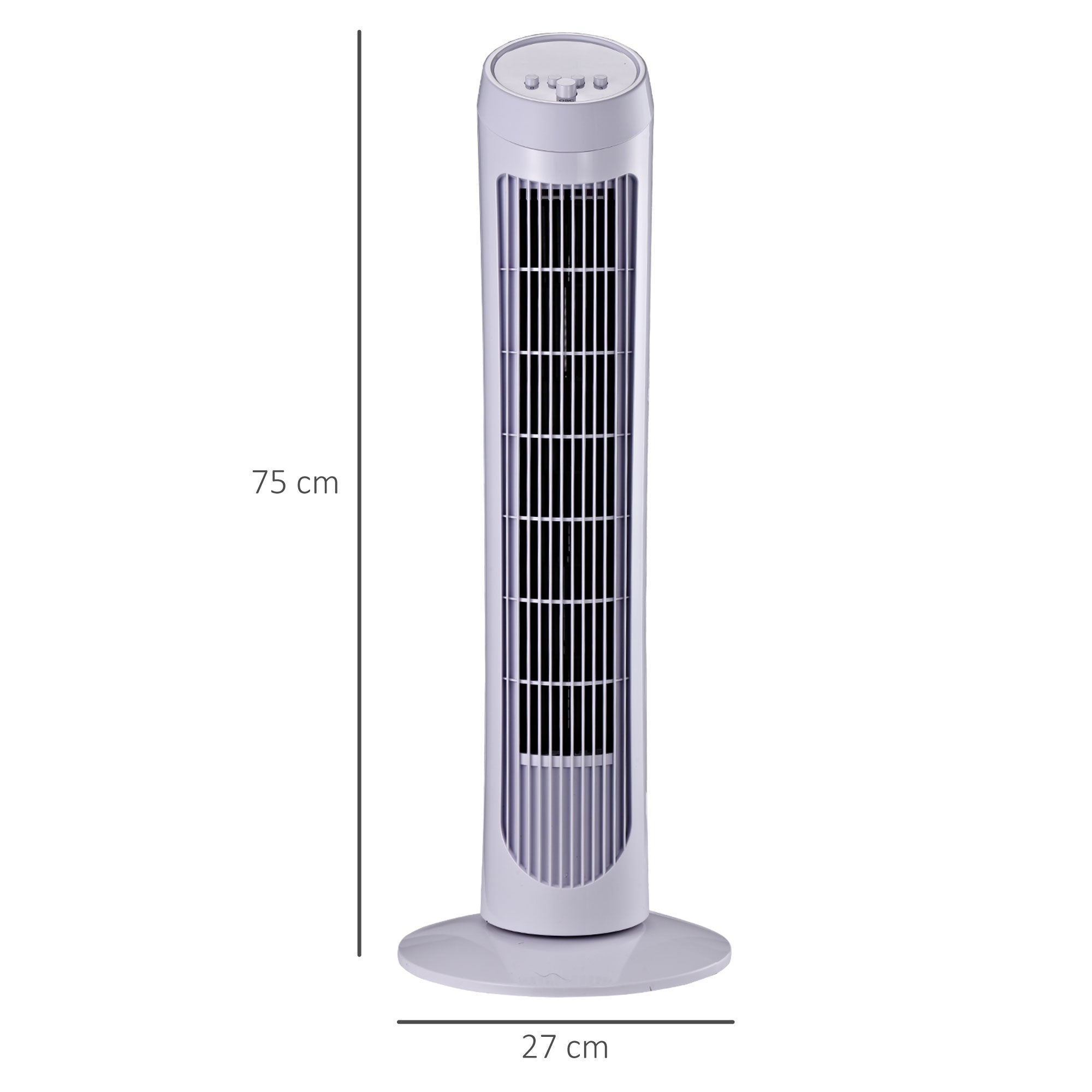 Ventilador de Torre 27x75cm Branco - Movimento Oscilante 70º e 3 Velocidades