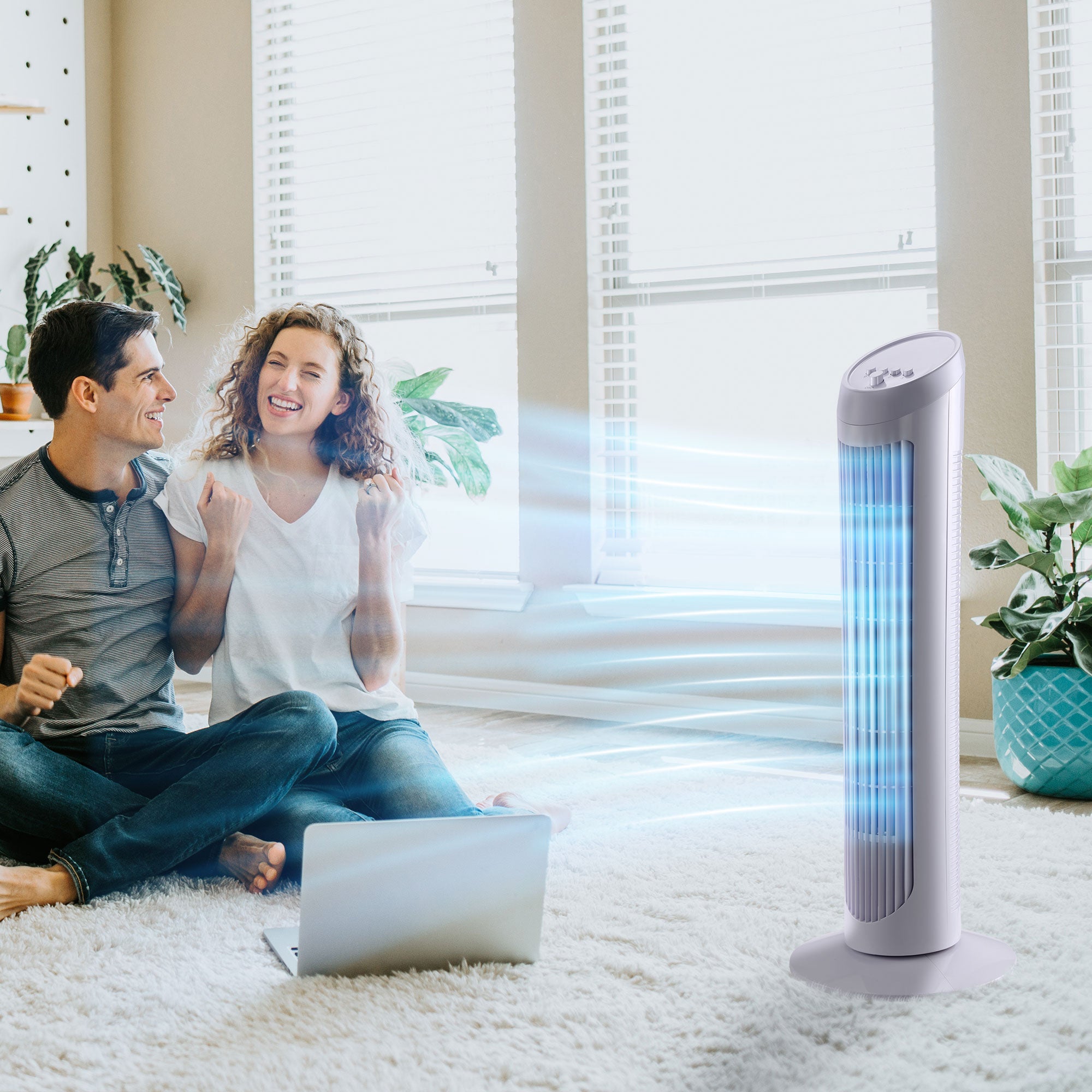 Ventilador de Torre 27x75cm Branco - Movimento Oscilante 70º e 3 Velocidades