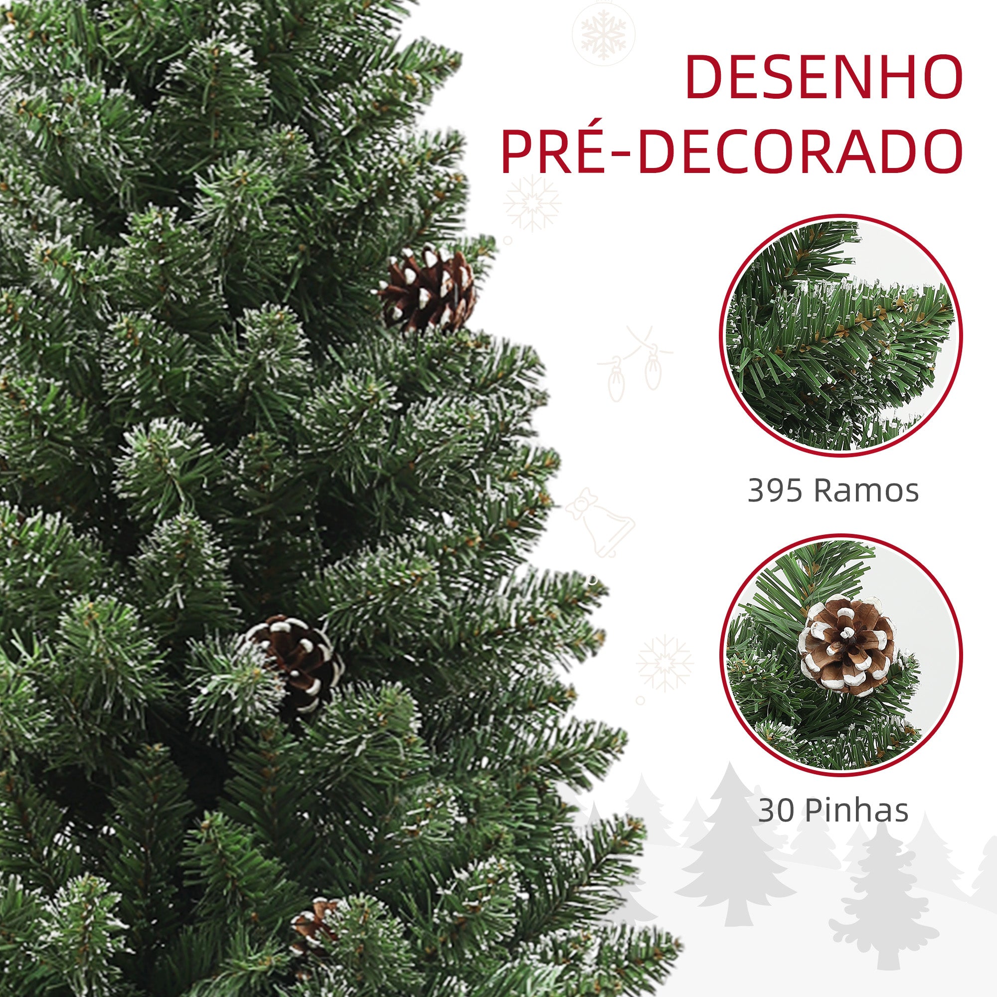Árvore de Natal Artificial – 150 cm – Verde – Plástico e Aço