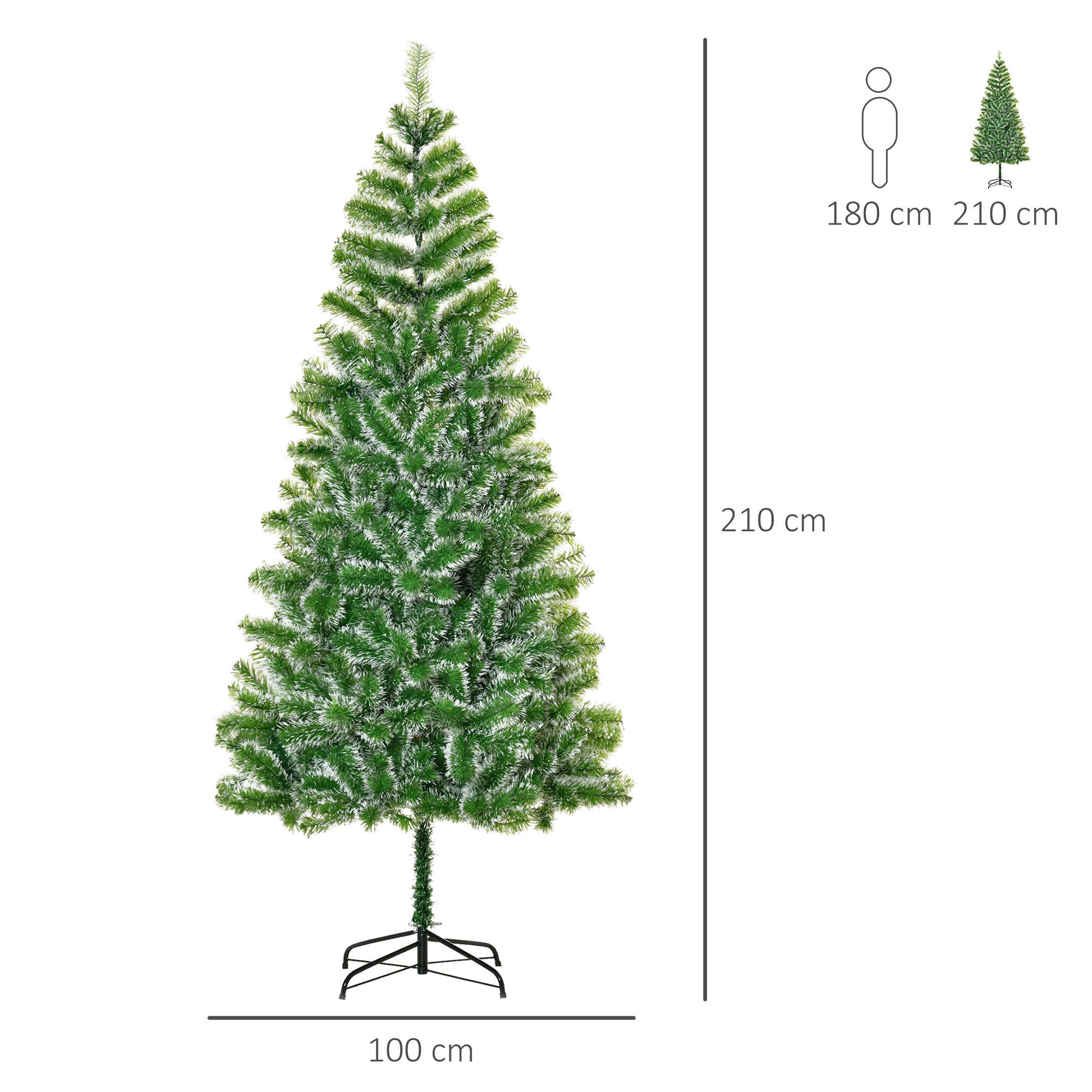 Árvore de Natal Artificial – 210cm – Verde – Metal e PET