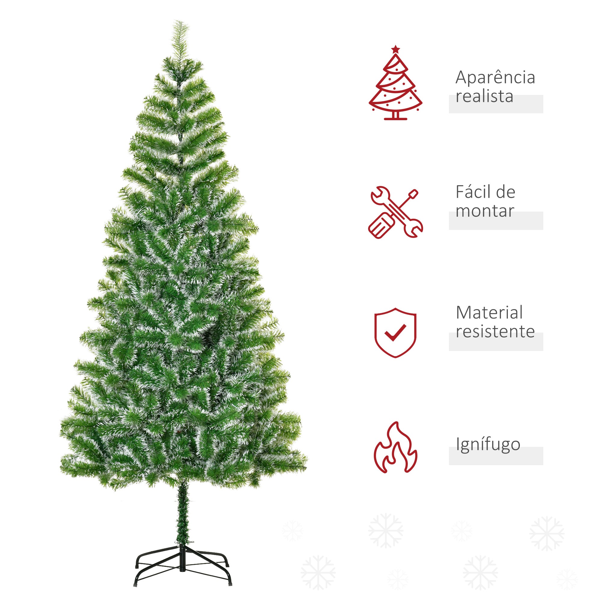 Árvore de Natal Artificial – 210cm – Verde – Metal e PET