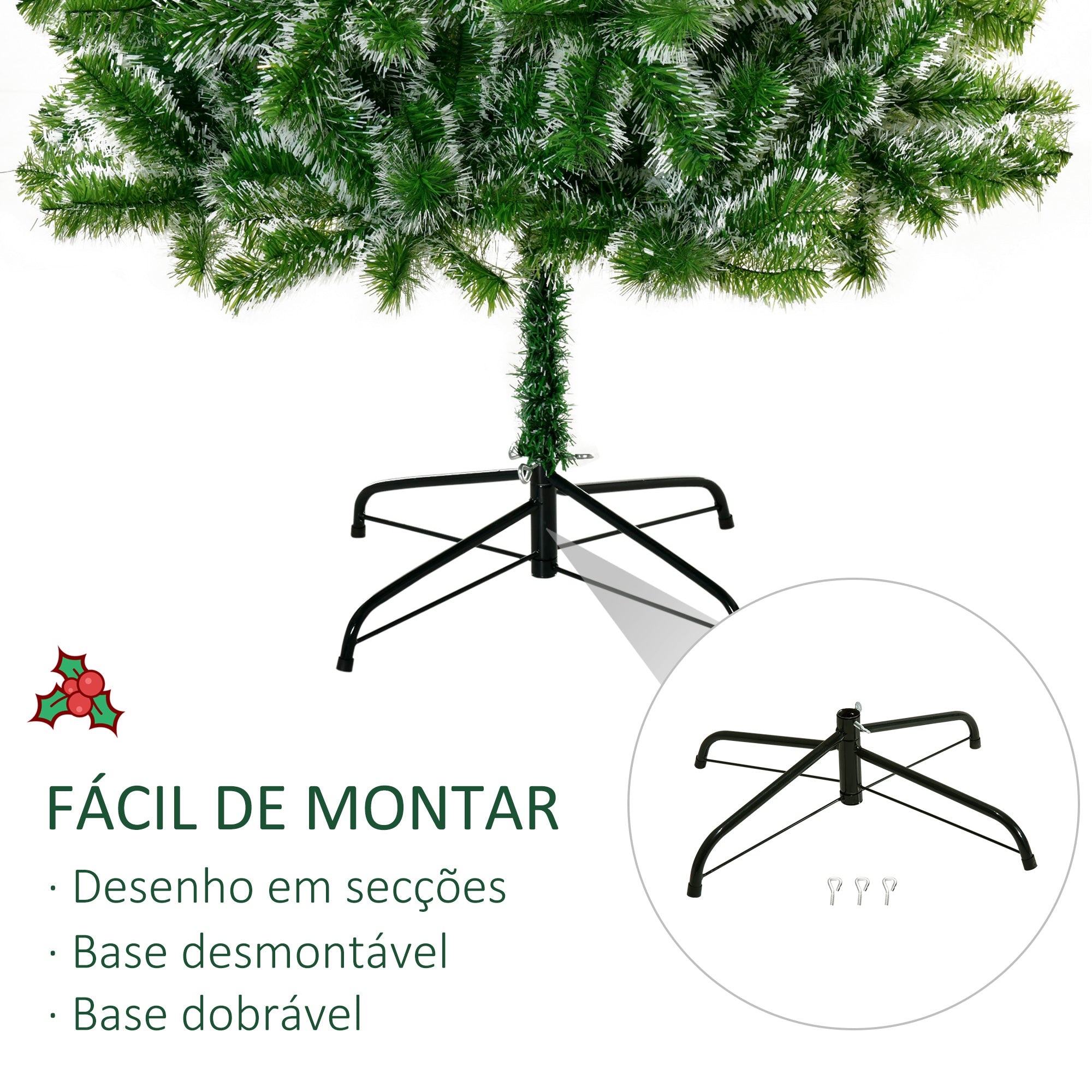Árvore de Natal Artificial – 210cm – Verde – Metal e PET