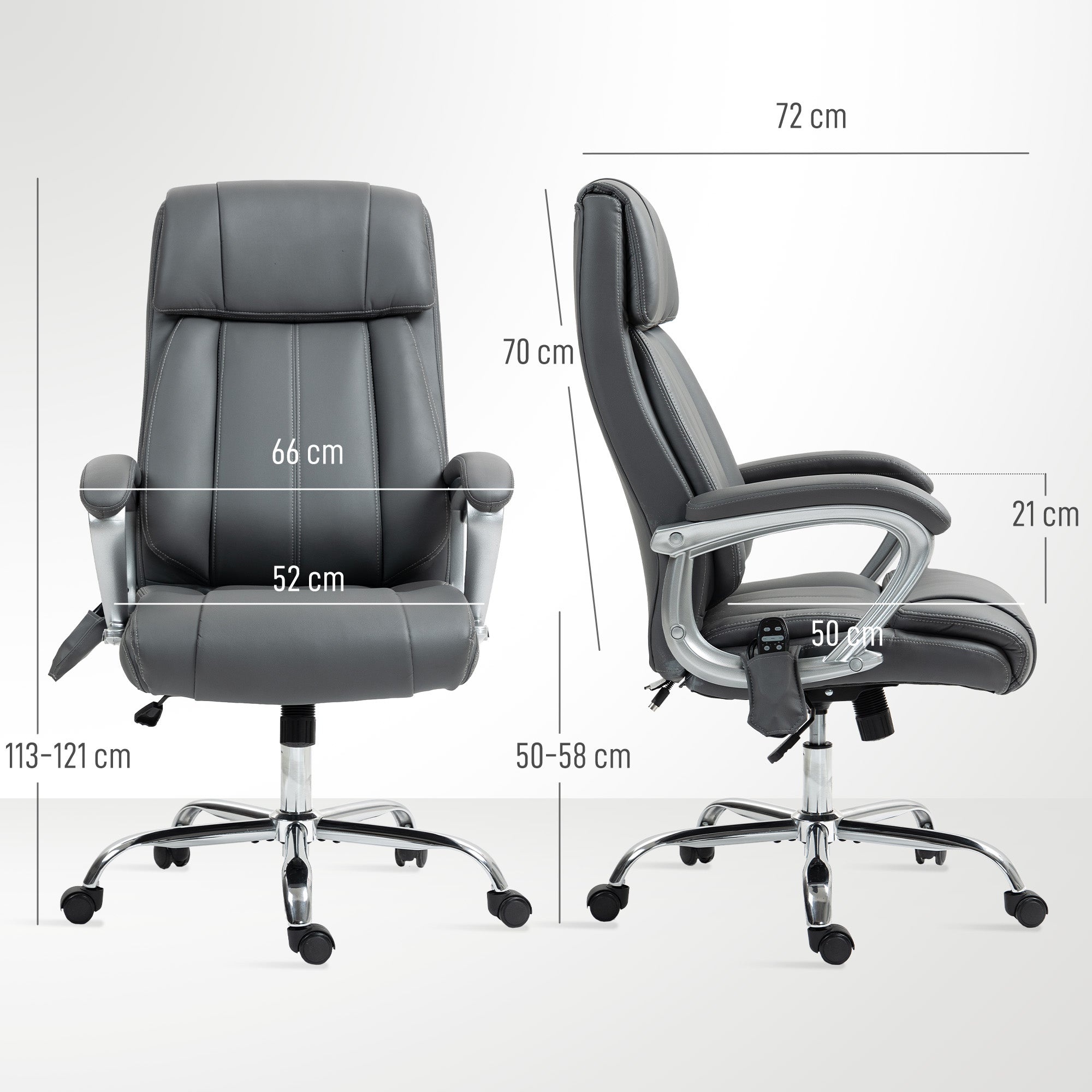 Cadeira de Escritório com Massagem 66x72x113-121 cm Cinzento