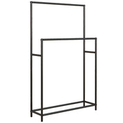 Toalheiro de Pé de 2 Níveis Preto 66x20x110 cm