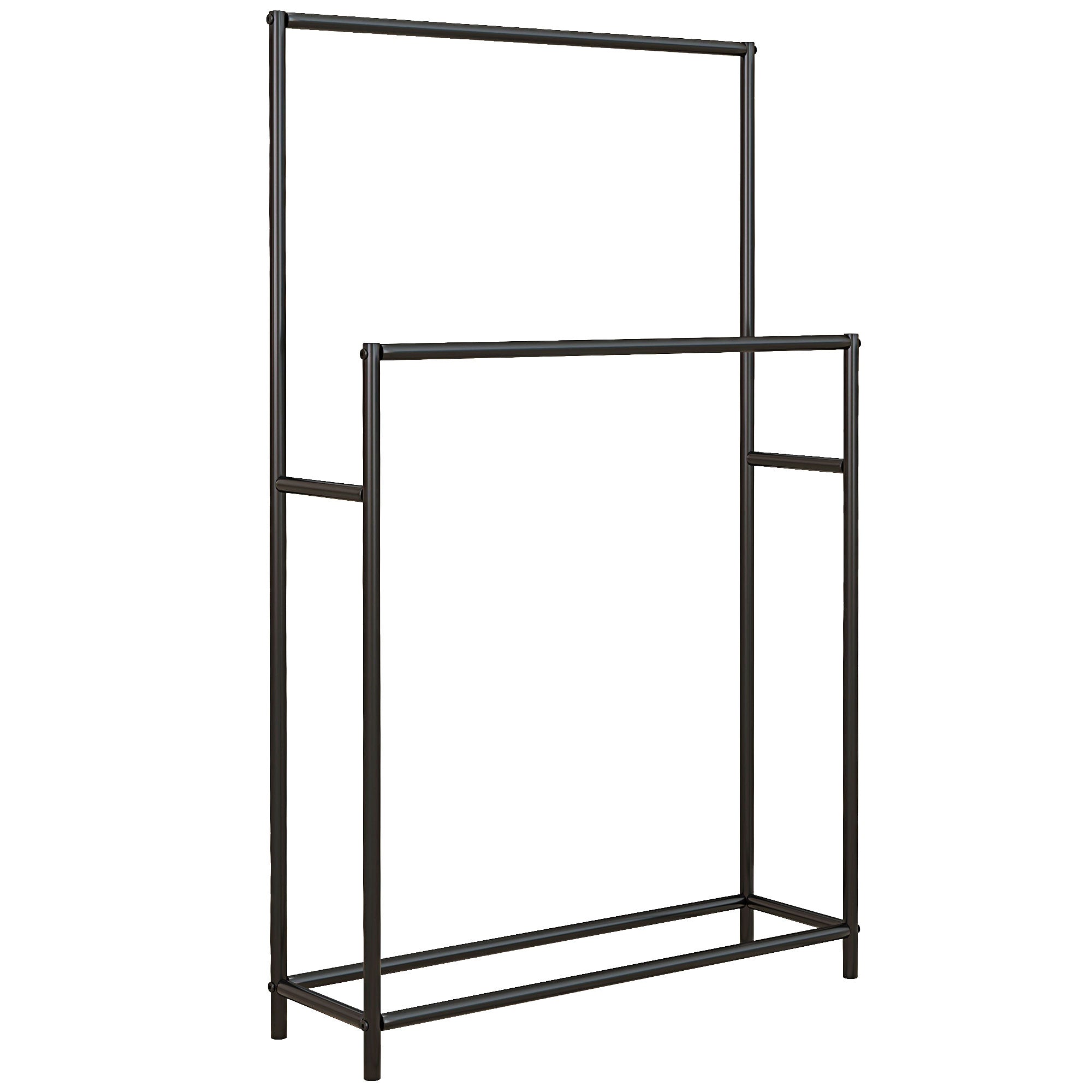 Toalheiro de Pé de 2 Níveis Preto 66x20x110 cm