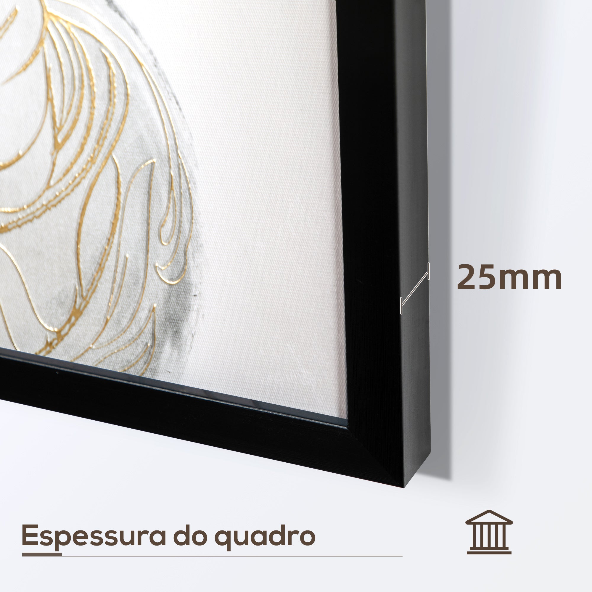 Pintura em Lona de Buda Multicor 83x83cm com Textura Dourada