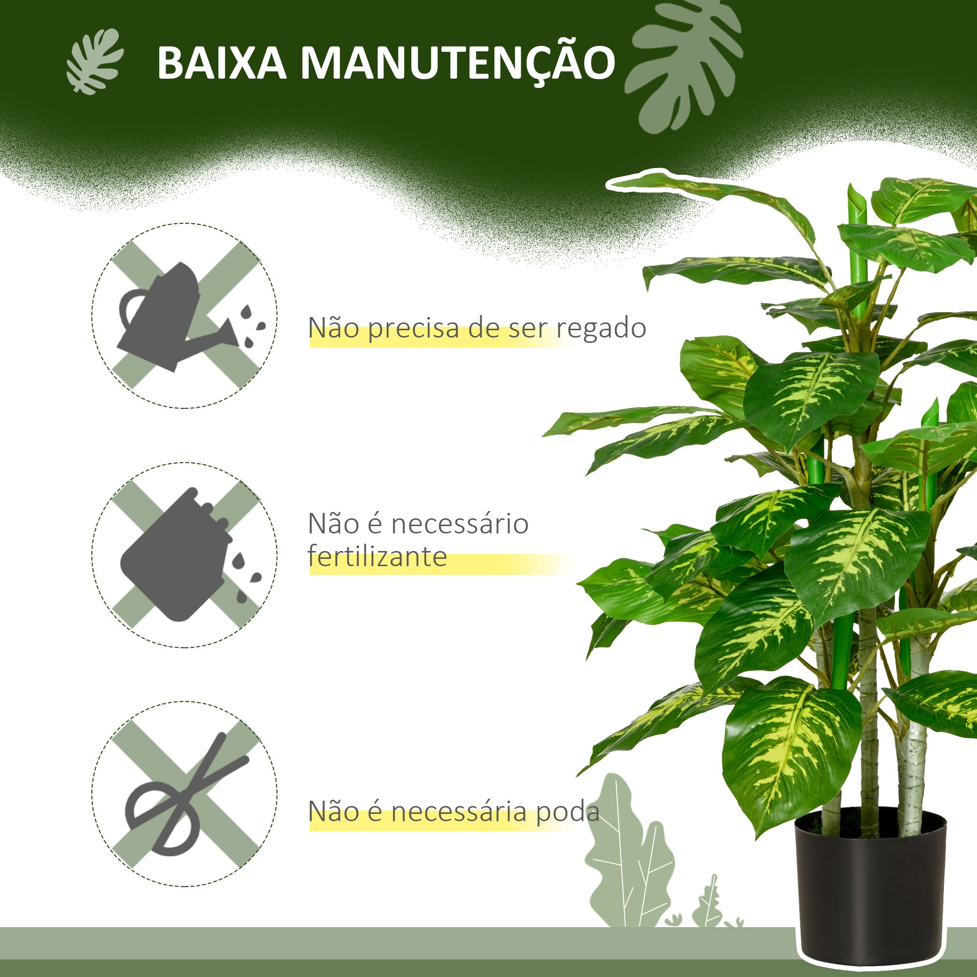 Planta Artificial Aglaonema Verde – 95 cm – plástico