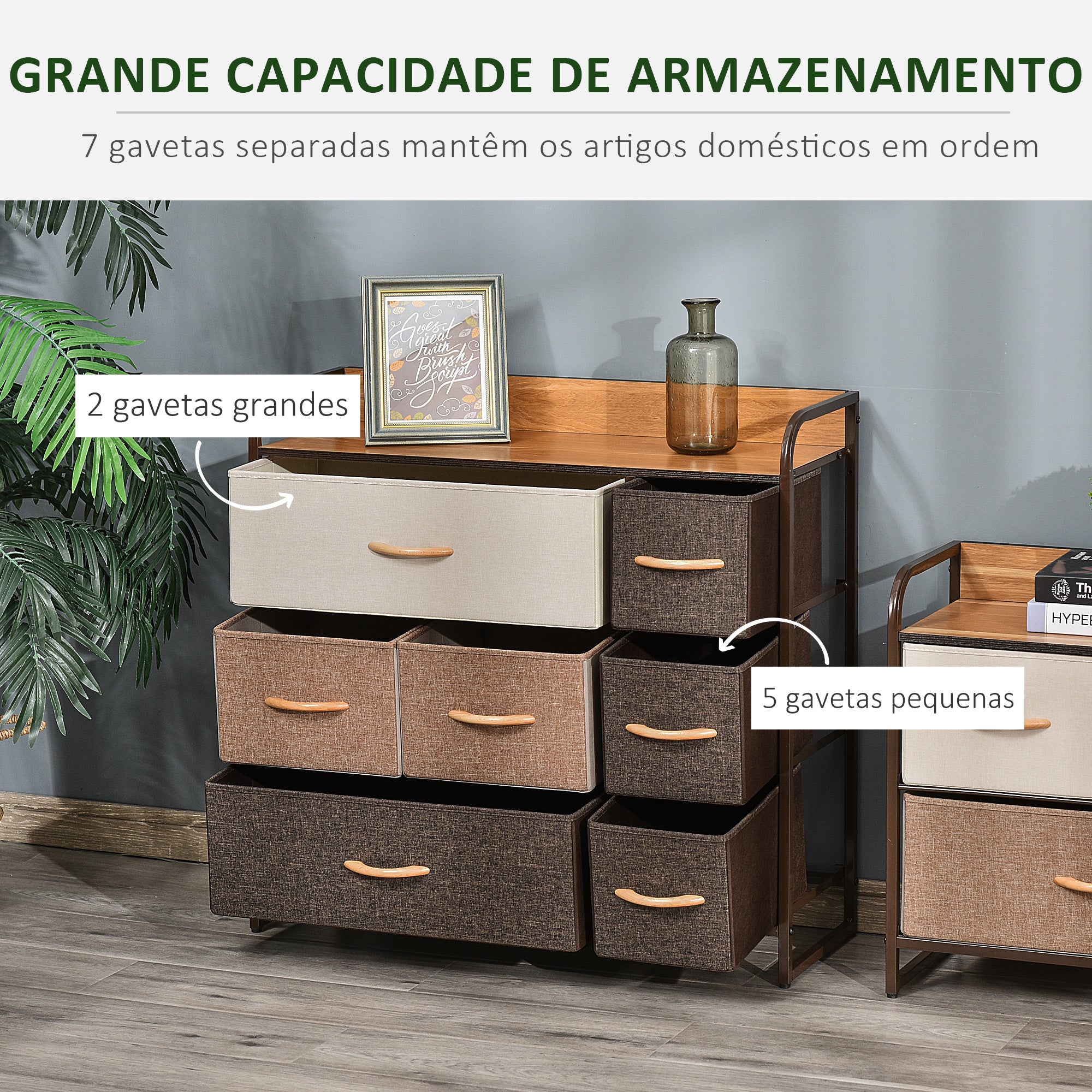 Cómoda Multicolor 80x29x78,5 cm - Organizador com 7 Gavetas Dobráveis