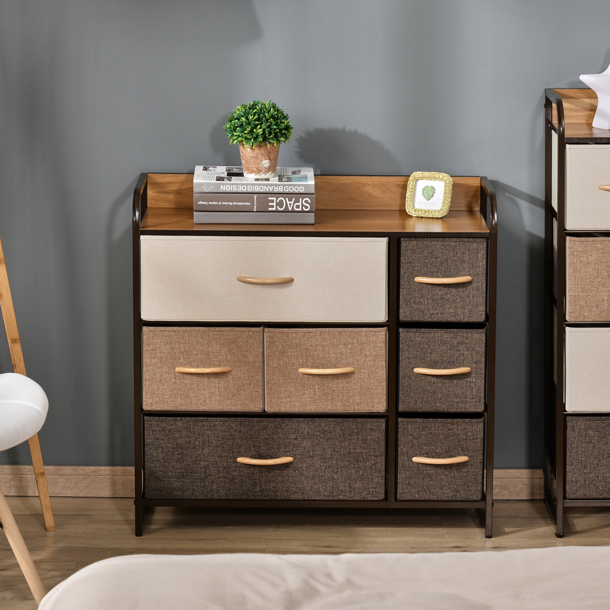 Cómoda Multicolor 80x29x78,5 cm - Organizador com 7 Gavetas Dobráveis