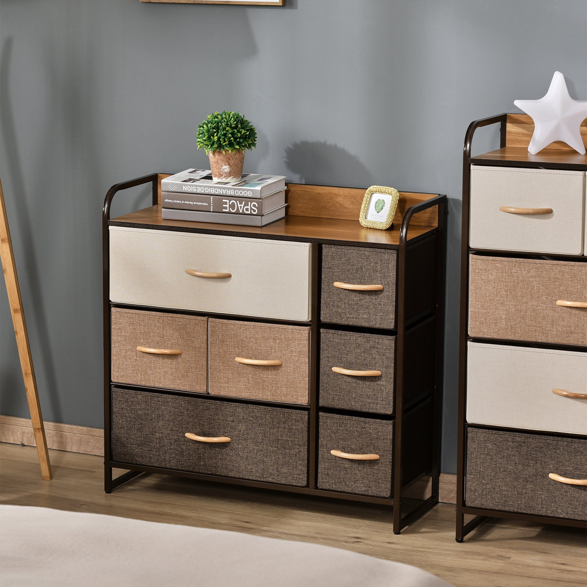 Cómoda Multicolor 80x29x78,5 cm - Organizador com 7 Gavetas Dobráveis