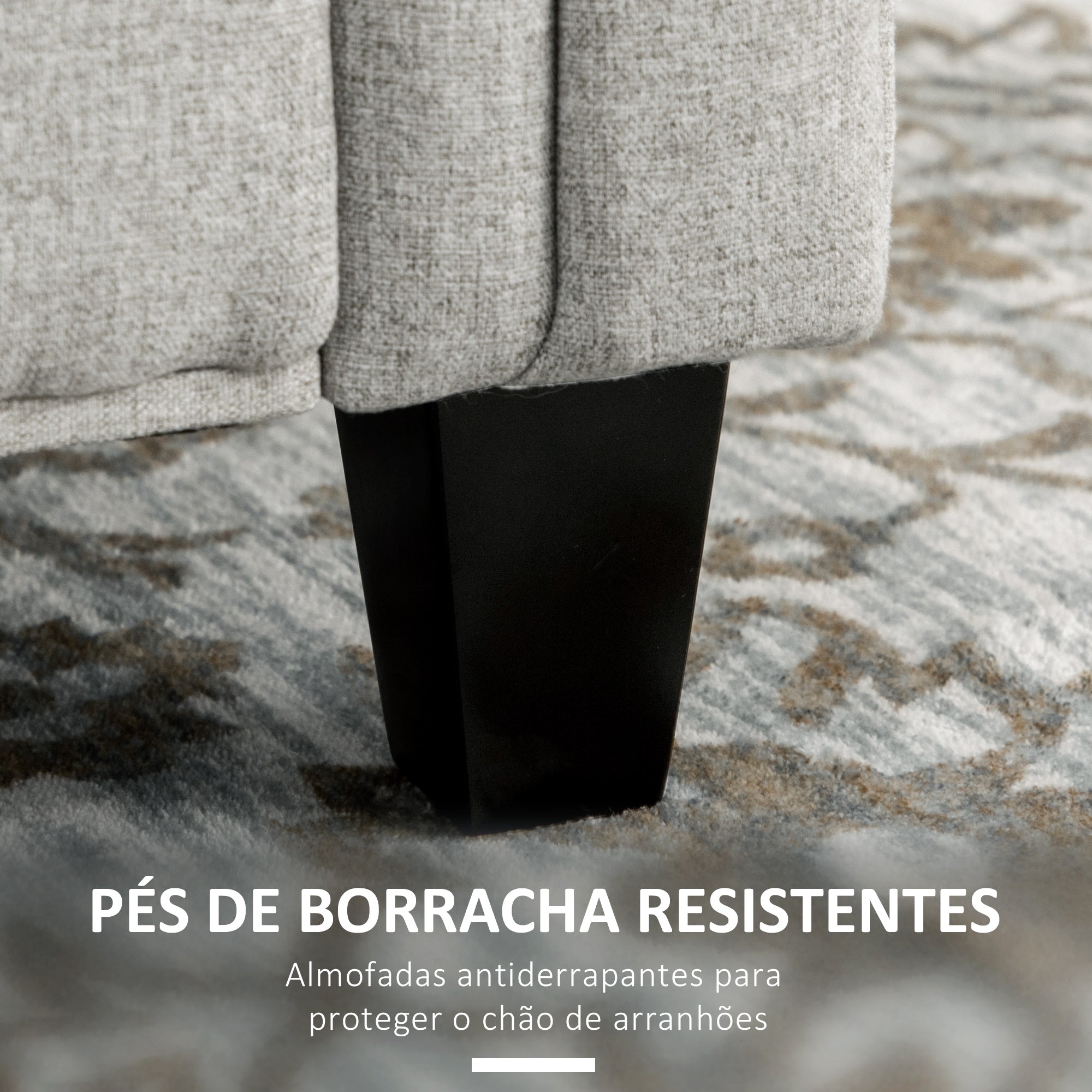 Banco Acolchoado com Armazenamento em Linho 146,5x49x74,5cm - Cinza Claro