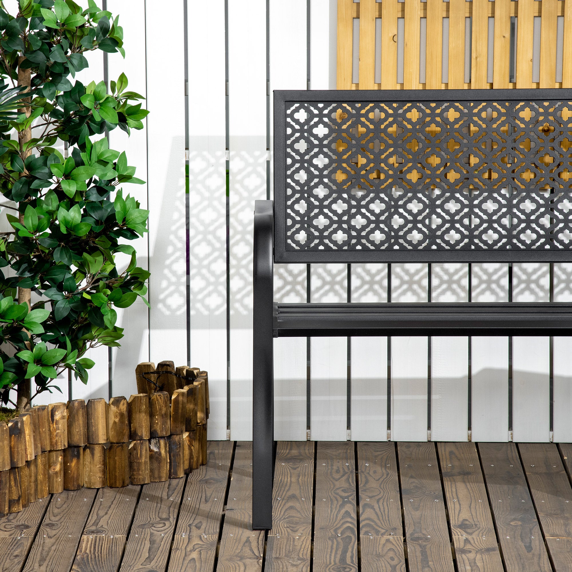 Banco de Jardim 2 Lugares Preto 127x63x83cm - Elegância e Conforto para o seu Espaço Exterior