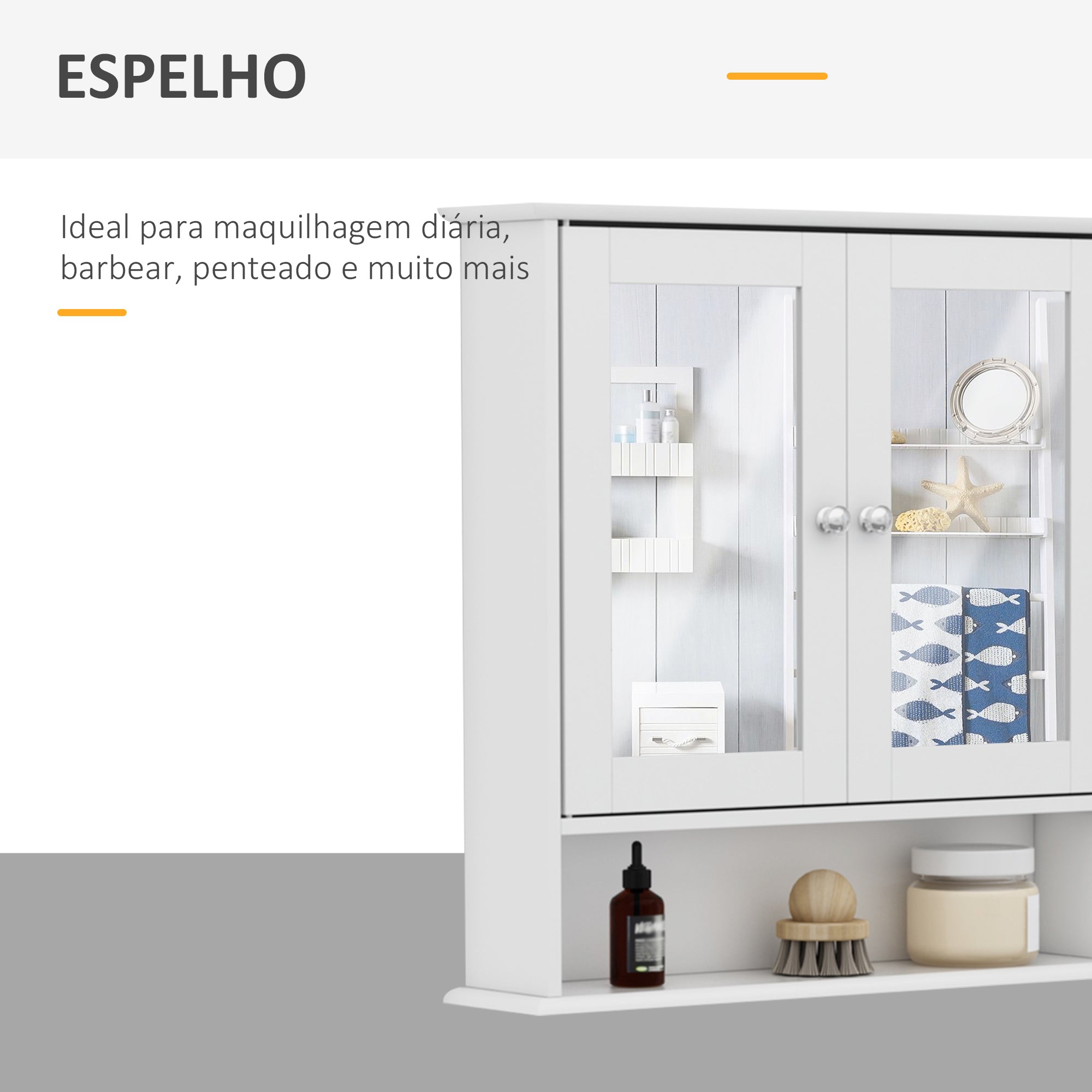 Armário de Parede com 3 Níveis de Armazenamento - Blanco 56x13x58cm