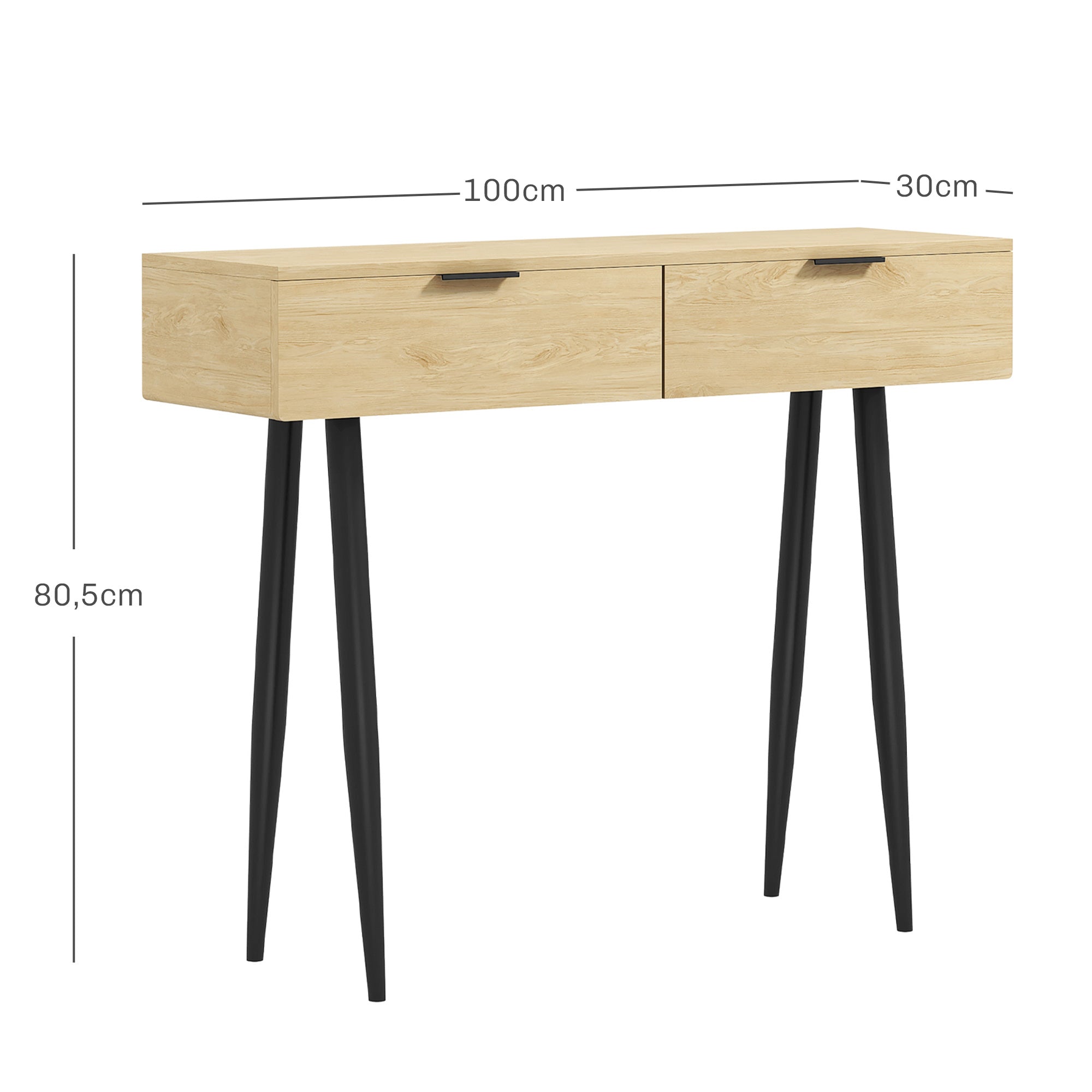Mesa Consola Móvel para Entrada 100x30x80,5 cm - Carvalho e Preto