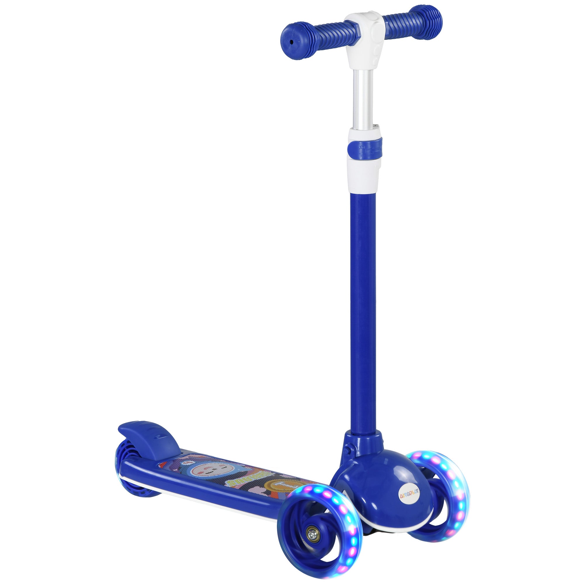 Trotinete Infantil Dobrável com Rodas LED Azul 52x29x63-76 cm