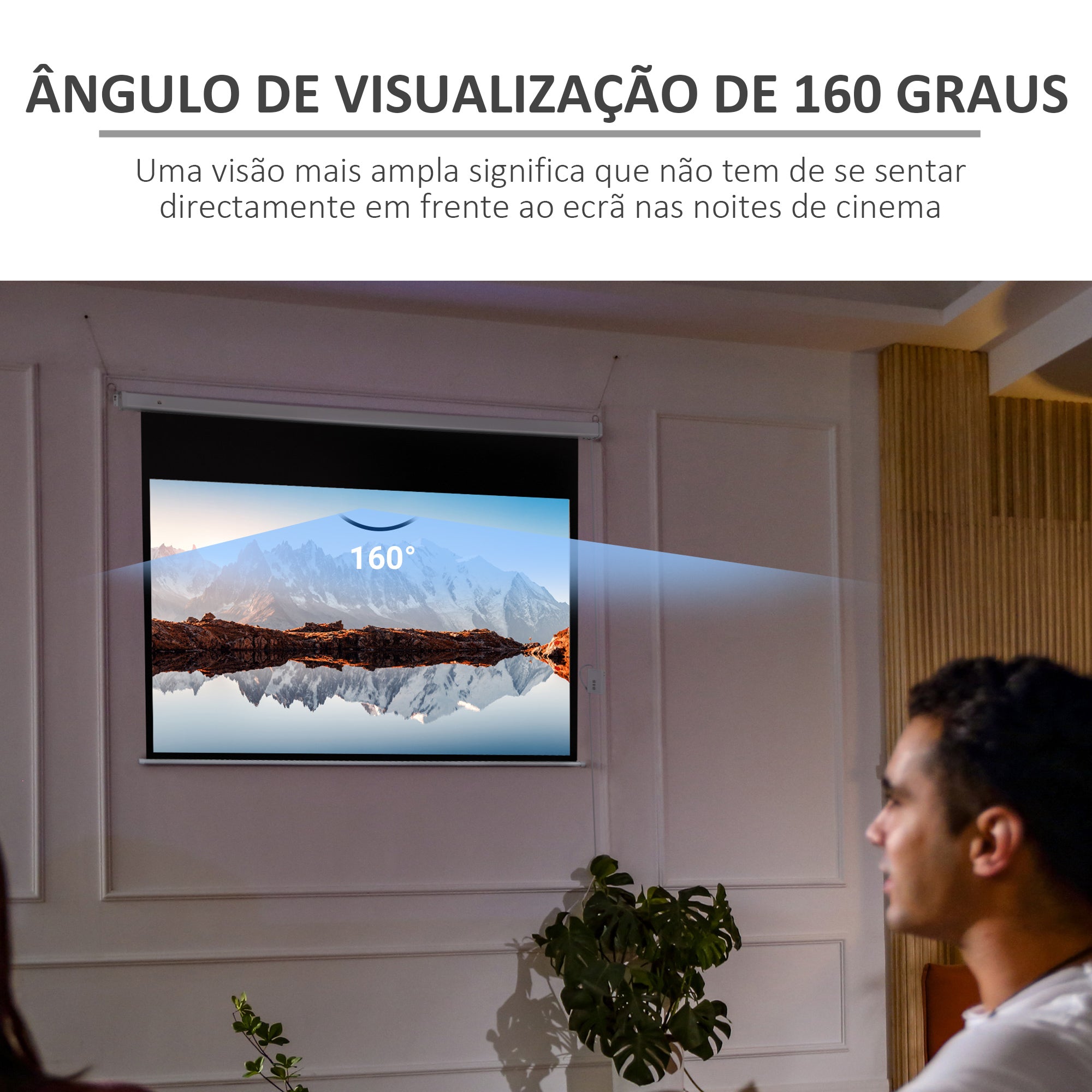 Tela de Projeção Motorizada 100 Polegadas Branco 253x7,5x168cm