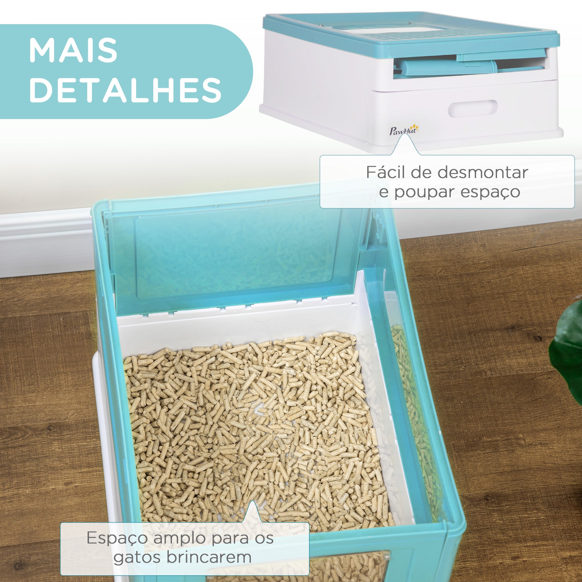 Caixa de Areia para Gatos – 47,5x35,5x36,7cm – Azul – Polipropileno