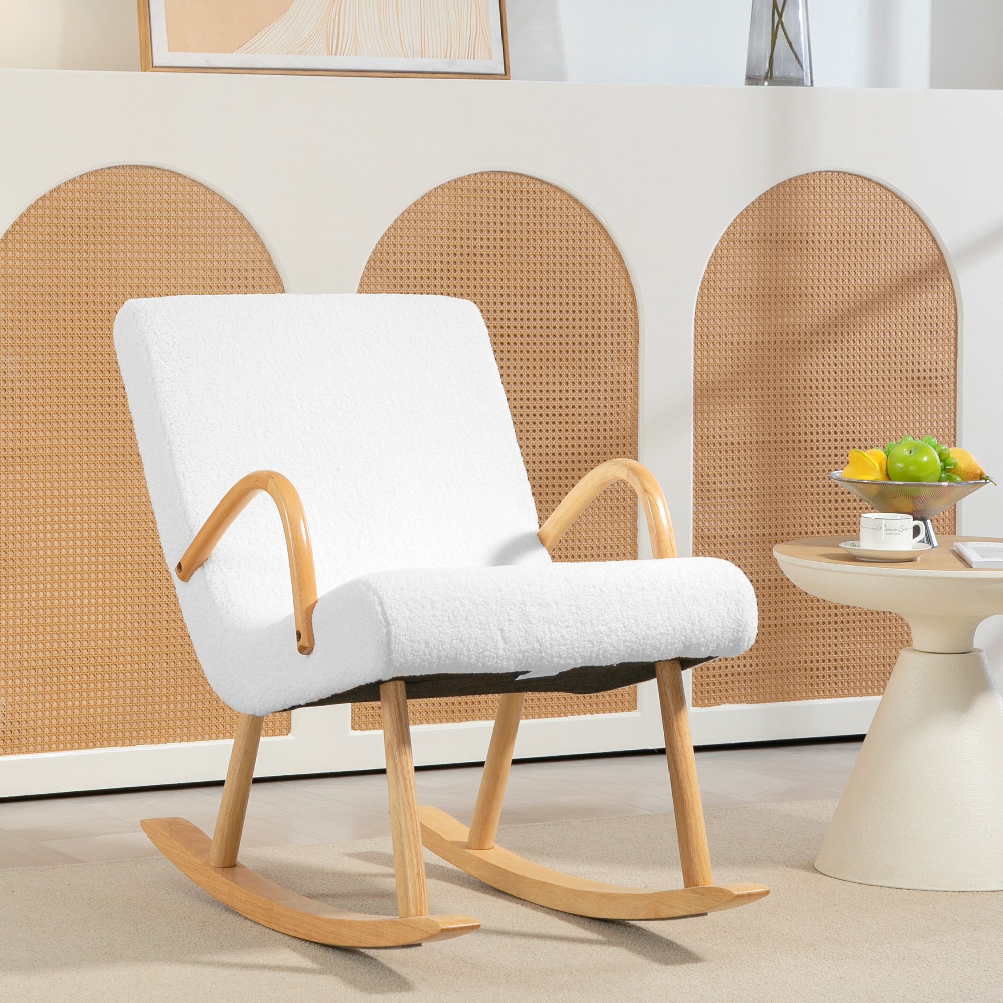 Poltrona Baloiço Moderna em Lã Branca 60x93x86 cm - Conforto e Elegância para sua Casa