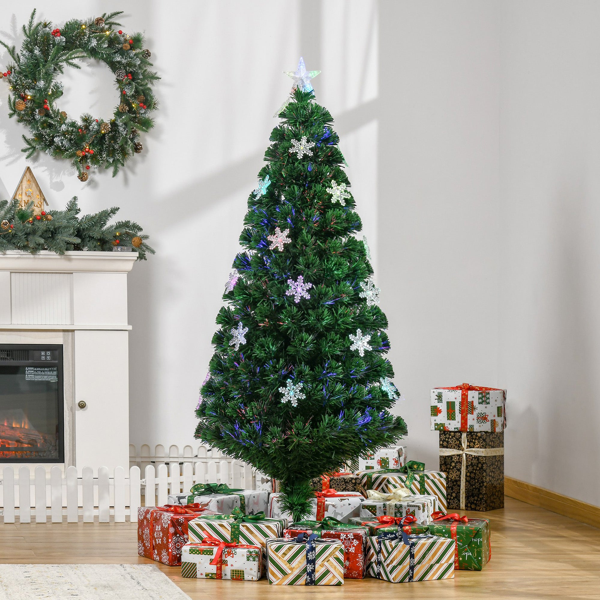 Árvore de Natal Artificial 150 cm Verde com 180 Ramos e Luzes LED