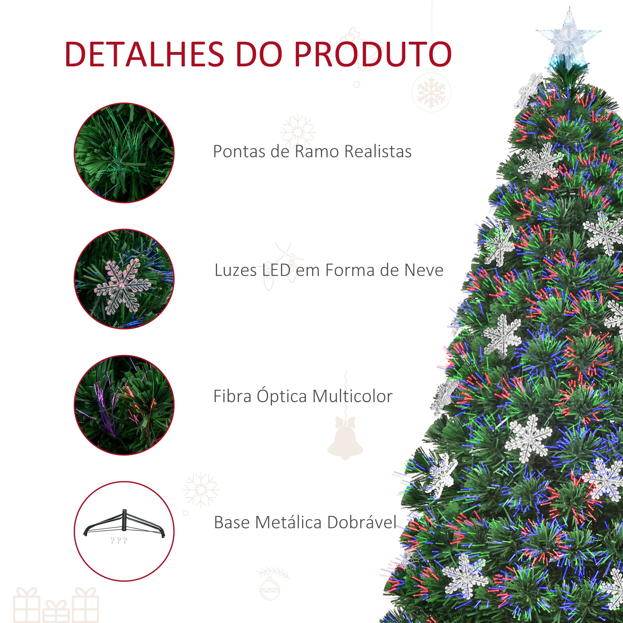 Árvore de Natal Artificial 150 cm Verde com 180 Ramos e Luzes LED