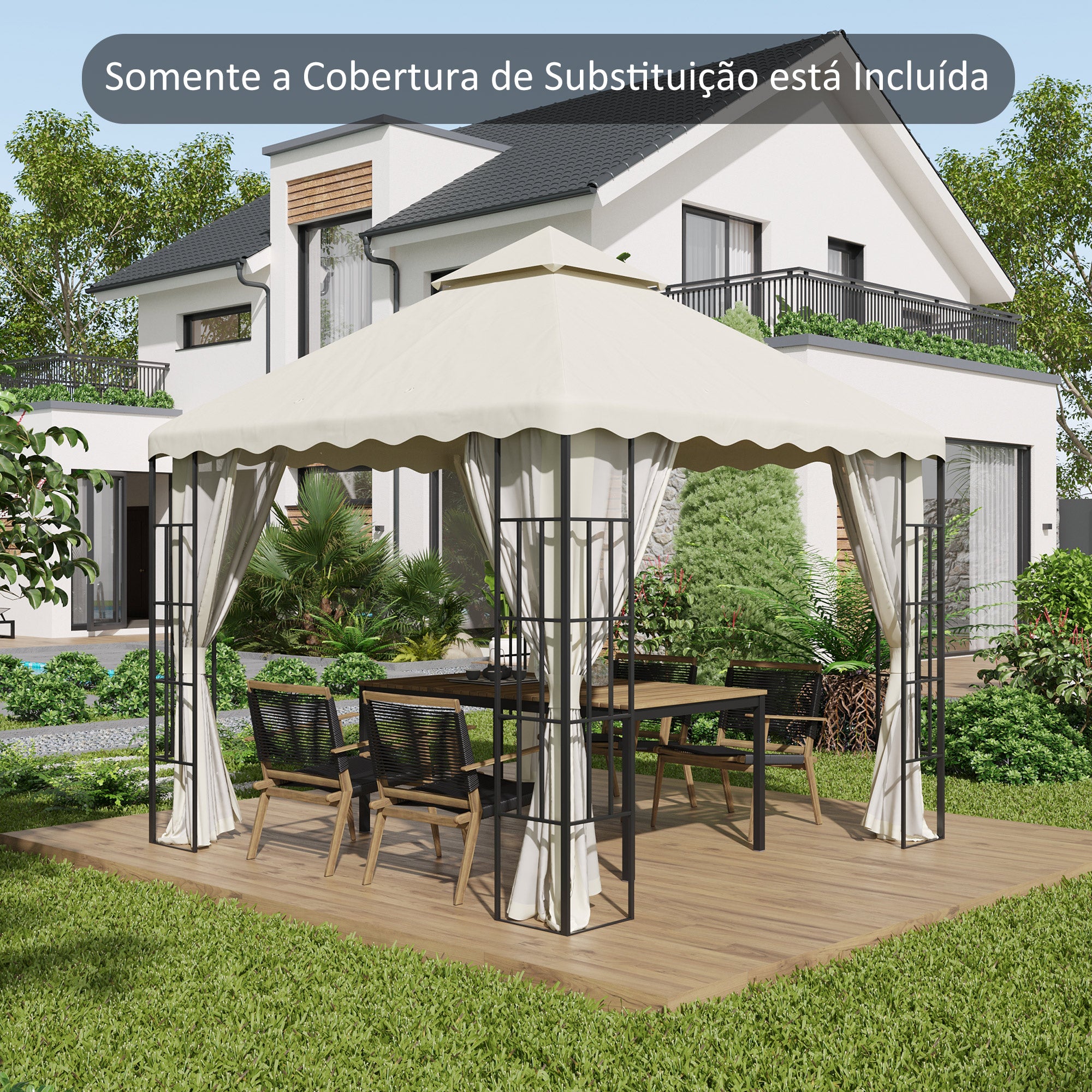 Toldo de Substituição para Pérgola 295x295 cm - Creme Branco