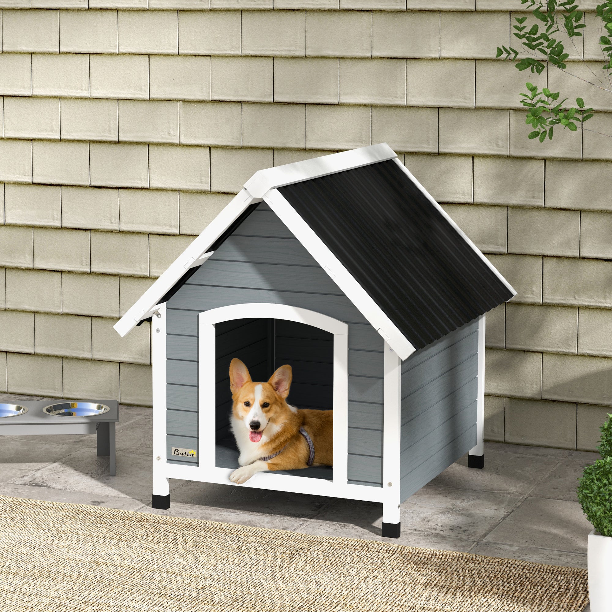 Casota para Cães de Tamanho Médio 75x88x82 cm Cinza