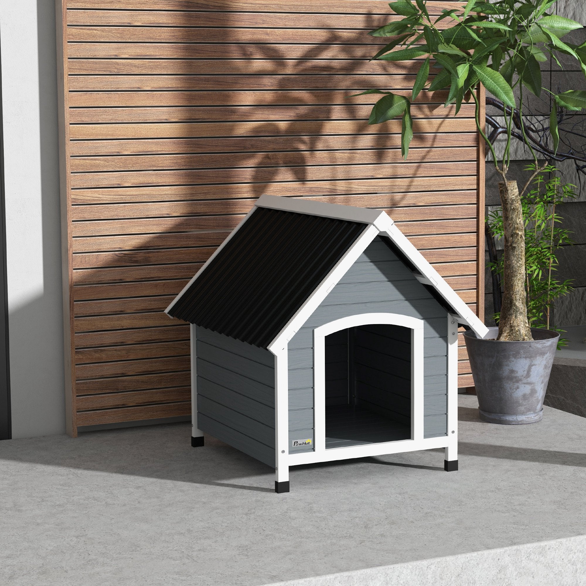 Casota para Cães de Tamanho Médio 75x88x82 cm Cinza