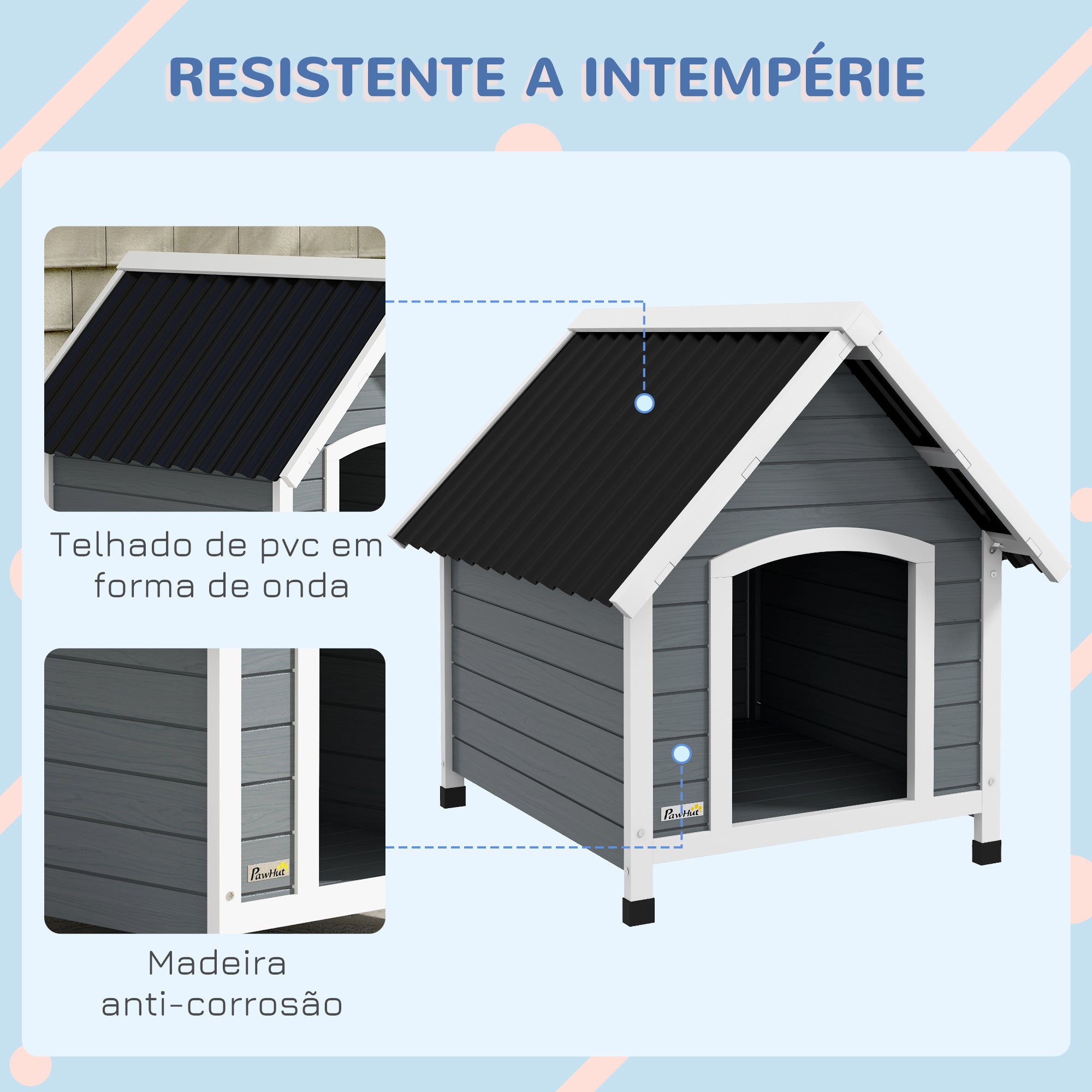 Casota para Cães de Tamanho Médio 75x88x82 cm Cinza